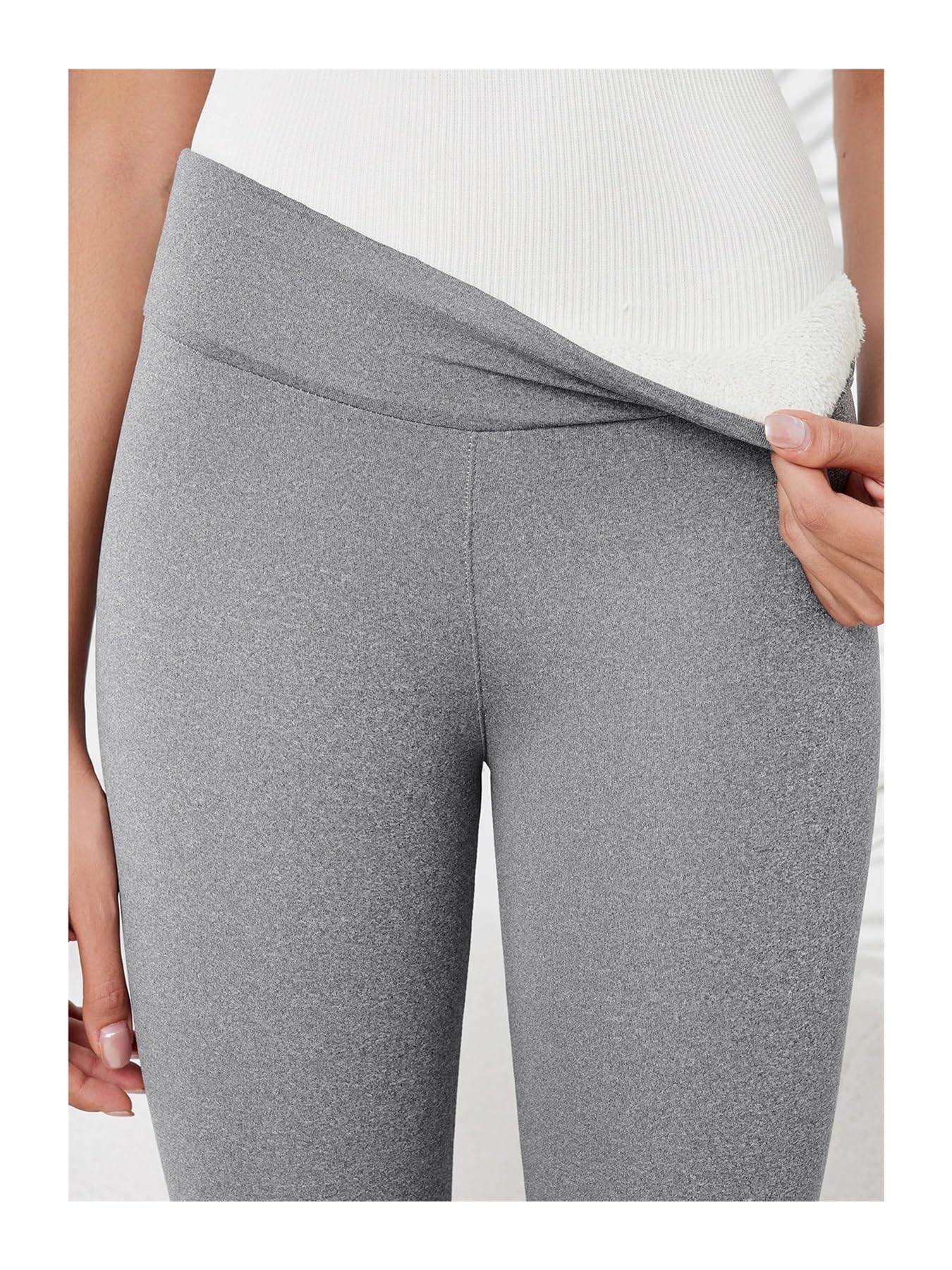 Leggings Termici Leggings Invernali da Donna Vita Calda Skinny Elasticizzata Leggings Spessi Pantaloni Casual da Esterno for Donna(Deep Grey,S)