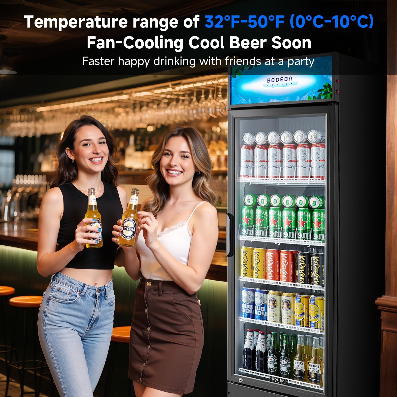 Bodegacooler Beverage Refrigerator, 355l/375 Qt Commercial Refrigerator For Kitchen, Home,Office And Garage, 420 Cans & 160 Bottles Display Refrigerator For Beer,Soda, Bar Cooler With Soft LED Light. on Fridge.com - View 6