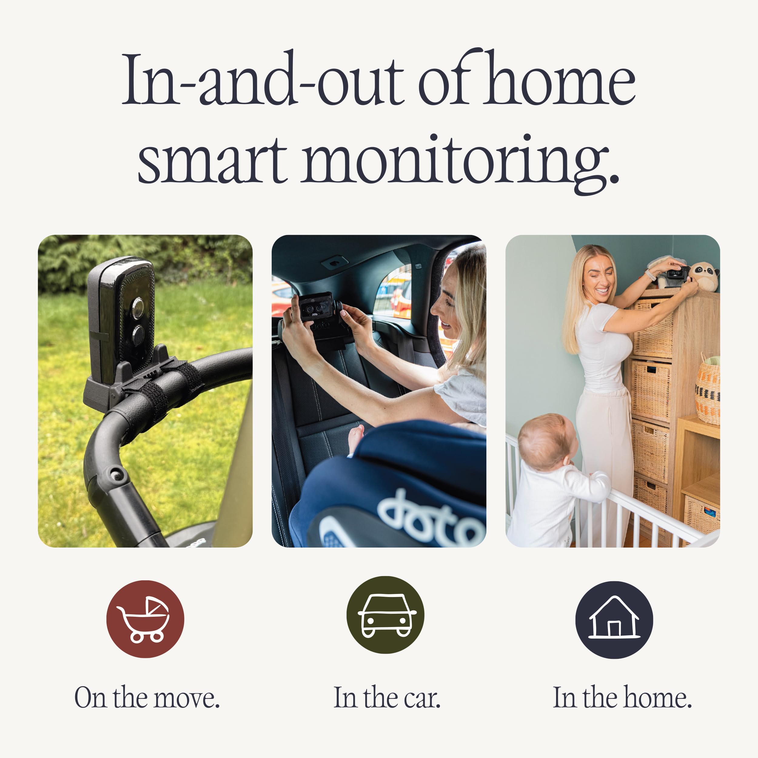 dote Buddy Portable Baby Monitor for Home, Car & Stroller. Built-in AI-Powered Parenting Assistant. 2.5k QHD WiFi Camera, Night-Vision, Smart Cry Detection, Virtual Boundaries — view 2