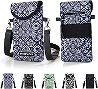Vista 10 de Bolsa cruzada para teléfono celular para mujer, bolsa de neopreno impermeable para teléfono con bolsillo para tarjetas y correa ajustable, 7.1 x 3.9
