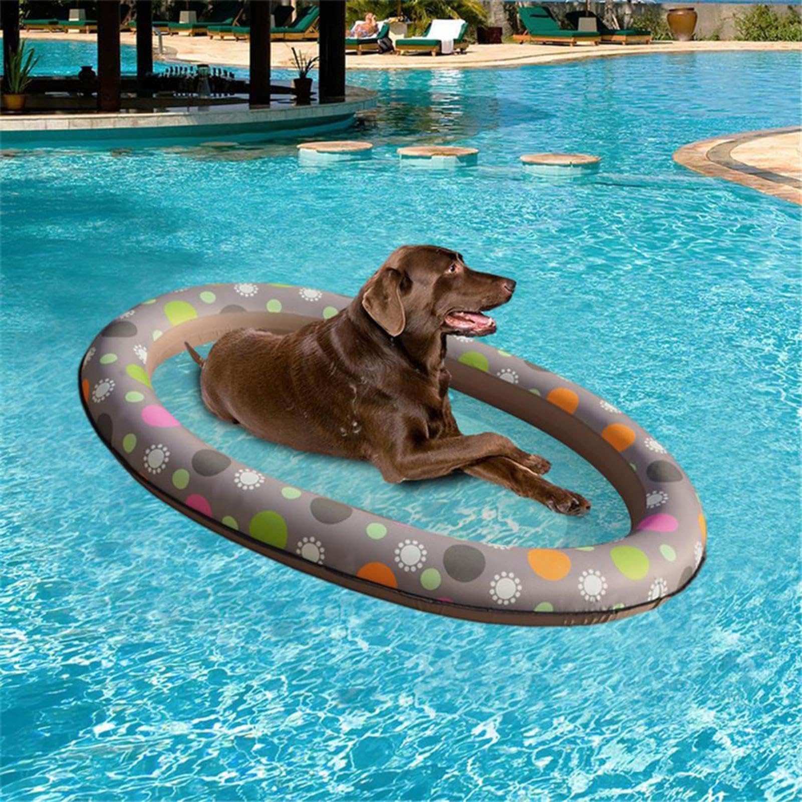 Hamac Piscine pour animaux de compagnie – Lit flottant gonflable pour chien – Chaise longue confortable | Design moderne durable et portable Accessoire de piscine d'été en plein air pour animaux de