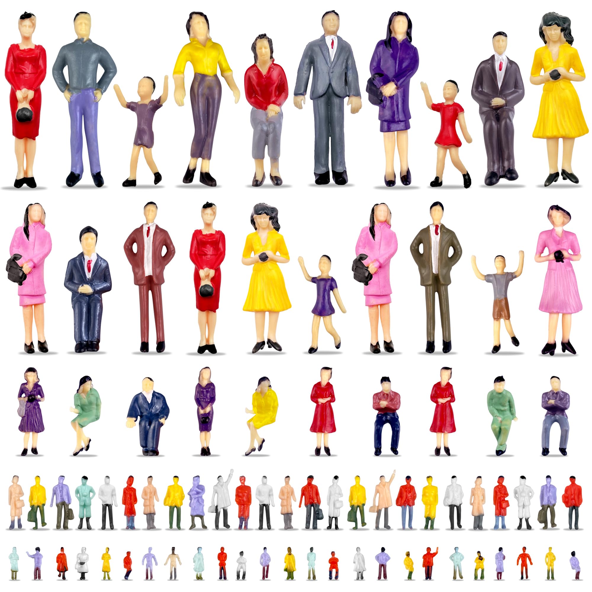 Figurines de personnes peintes pour maquette de train et diorama