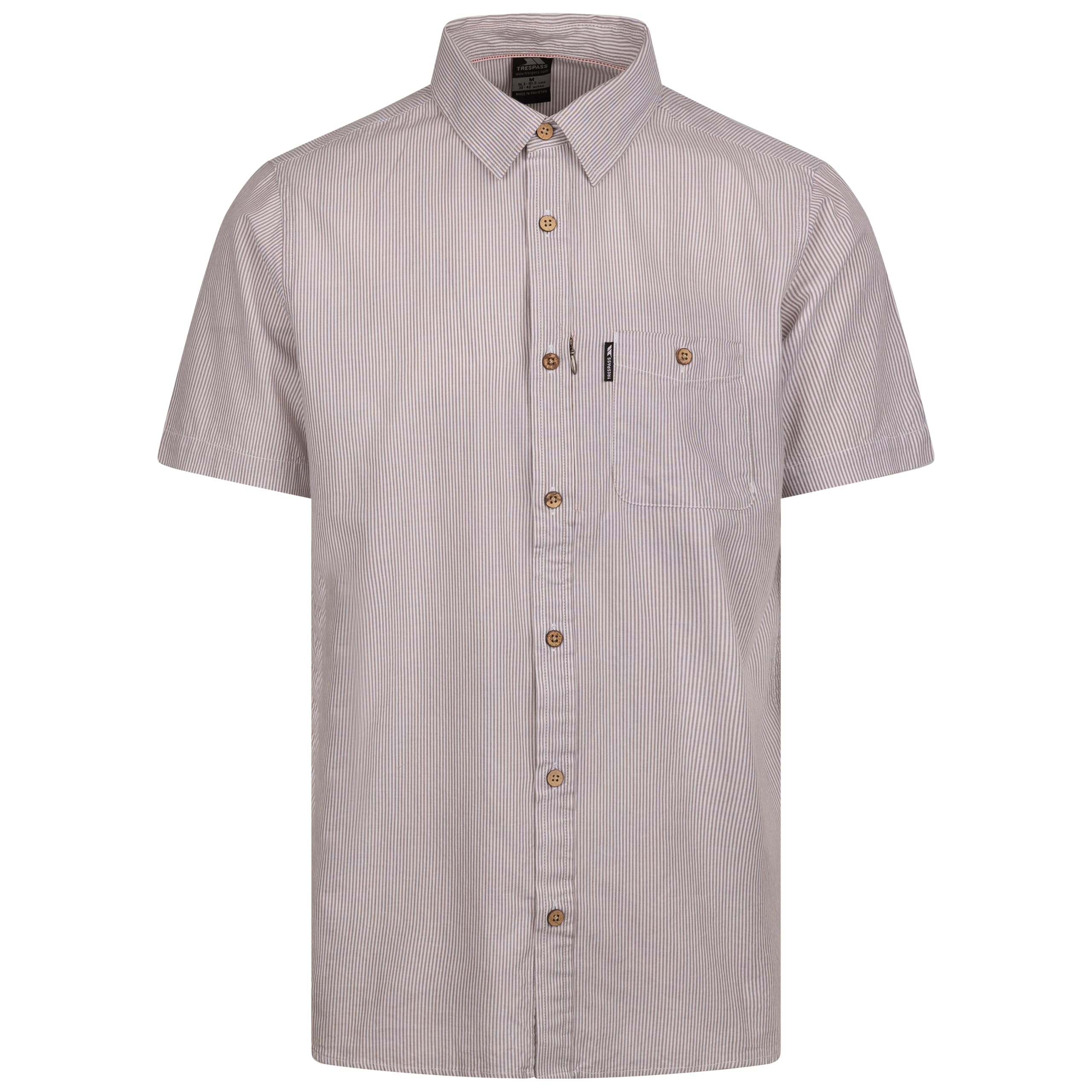 Trespass Mens Casual Woven Shirt Contrast Buttons Zip Pocket Slapton Stripe