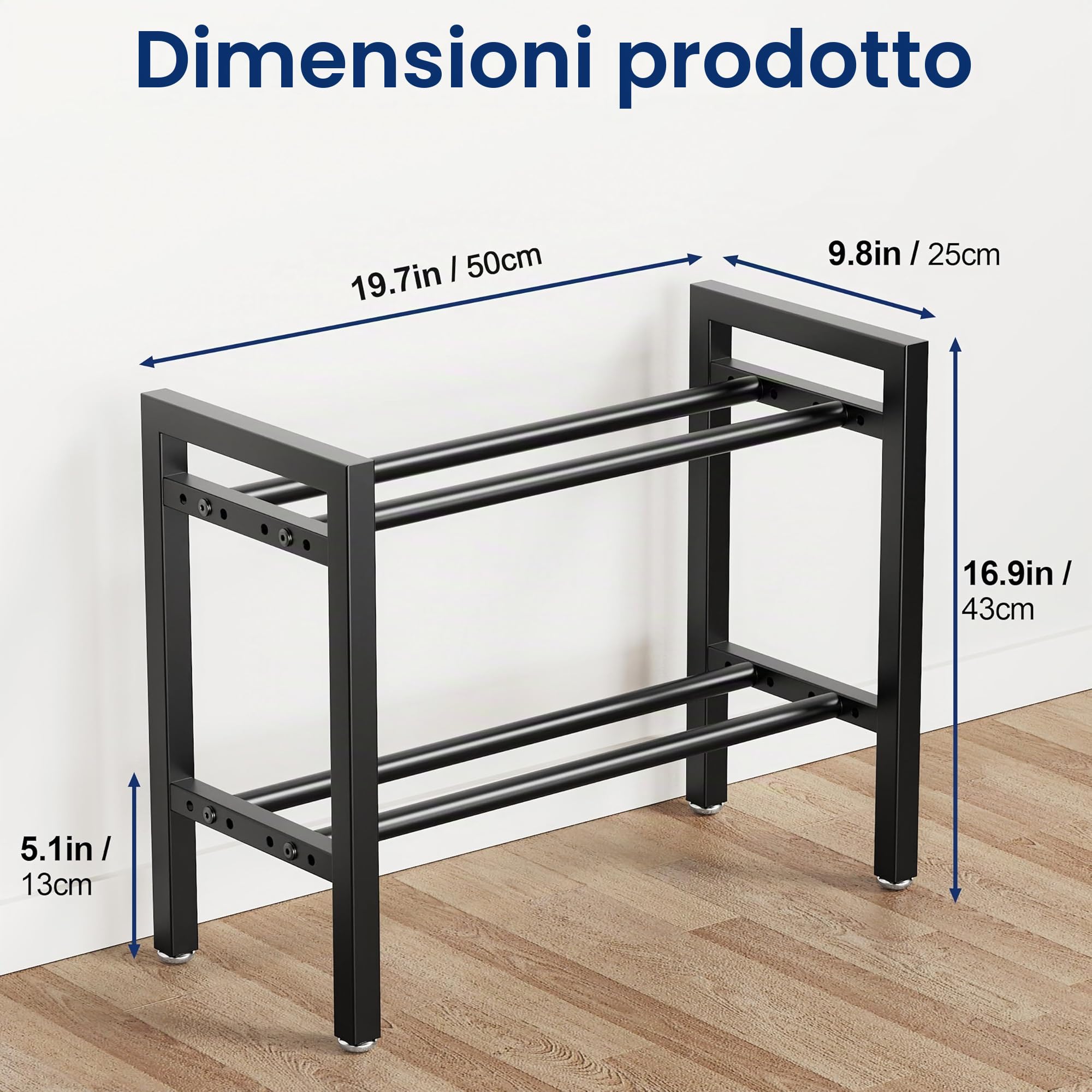 Rastrelliera per manubri a 2 livelli, 50,8 cm, spaziatura regolabile, capacità 181,4 kg, per manubri Kettlebell Home Gym (solo rack)