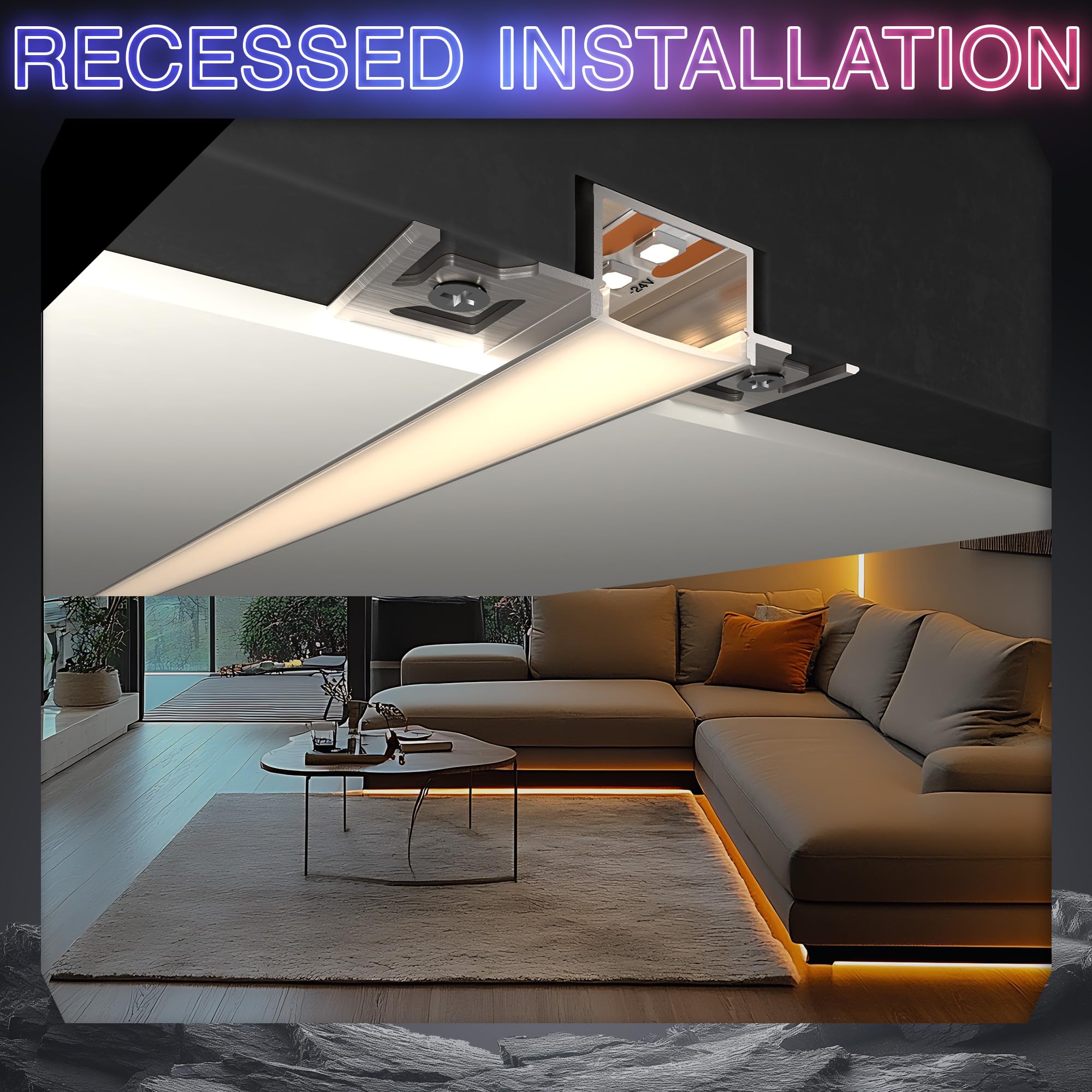 LED Aluminium Profil 30 x 2m(60m) Aluminium Trockenbauprofil für LED Streifen bis 20 mm Breite mit milchweißer PC-Abdeckung und Zubehörset(SP44)
