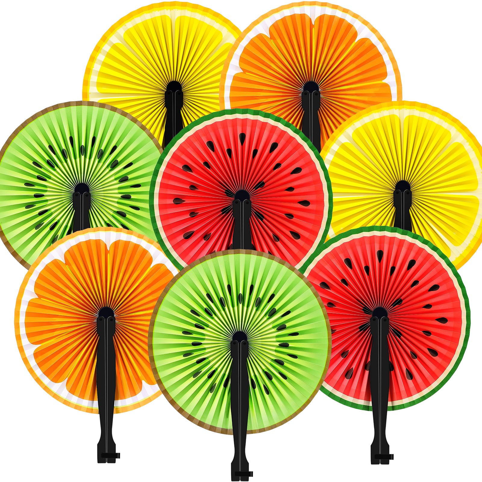 Taiyin 12 Pack Fruit Party Favors Fruit Hand Fans Decorations Summer Round Paper Folding Handheld Fans for Holiday Wedding Birthday Baby Shower Party Decor Travel Camping Employee Gift DIY Craft