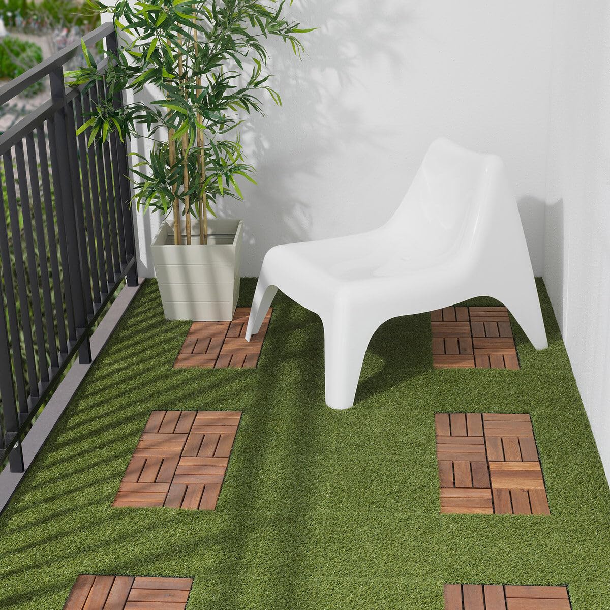 ProTuning RUNNEN Floor Decking, Outdoor Brown Stained, 2 Sets of 9-Pack Tiles, for Garden and Patio