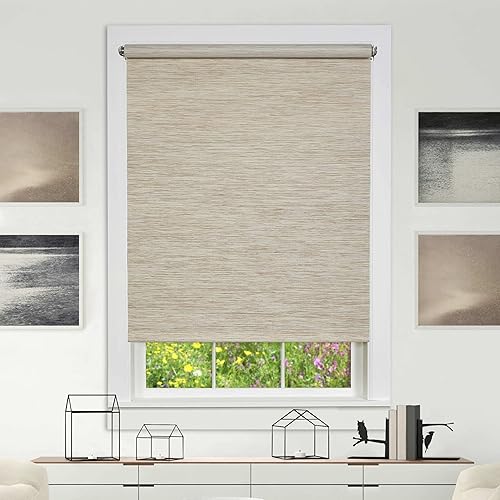 Achim Home Decor - Persiana enrollable para ventana de yute, de 69 pulgadas de ancho, 72 pulgadas de largo, natural, de fibra natural, filtrado de