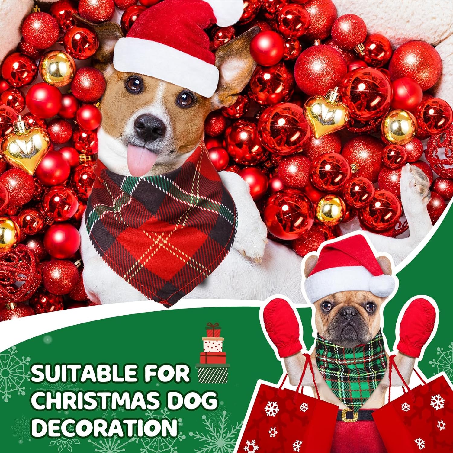 Sanwuta 100 Pieces Christmas Dog Bandanas Bulk Classic Plaid Dog Bandanas for Dogs Triangle Scarf Plaid Dog Kerchief for Christmas Small Medium Large Pet Costume Accessories Decoration