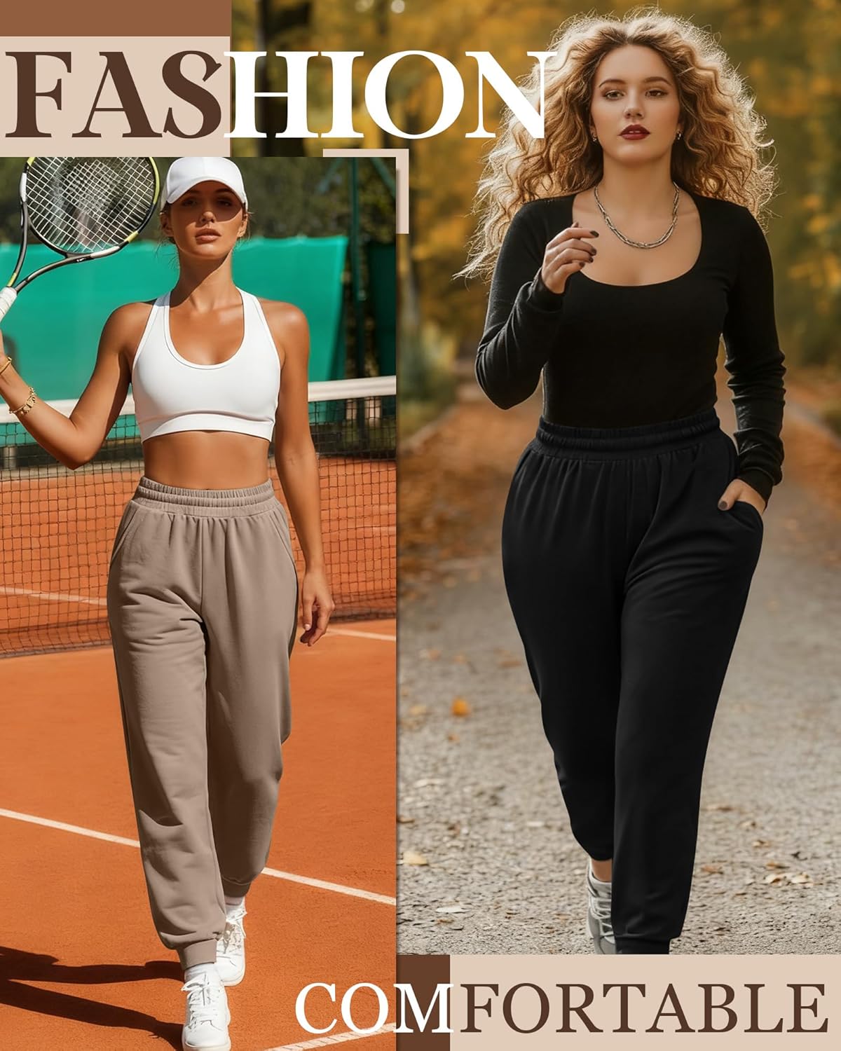 3 Pack Women's Plus Size Yoga Joggers, Comfy High Waisted Lounge Pants Loose Casual Sweatpants Pajama with Pockets - Image 5