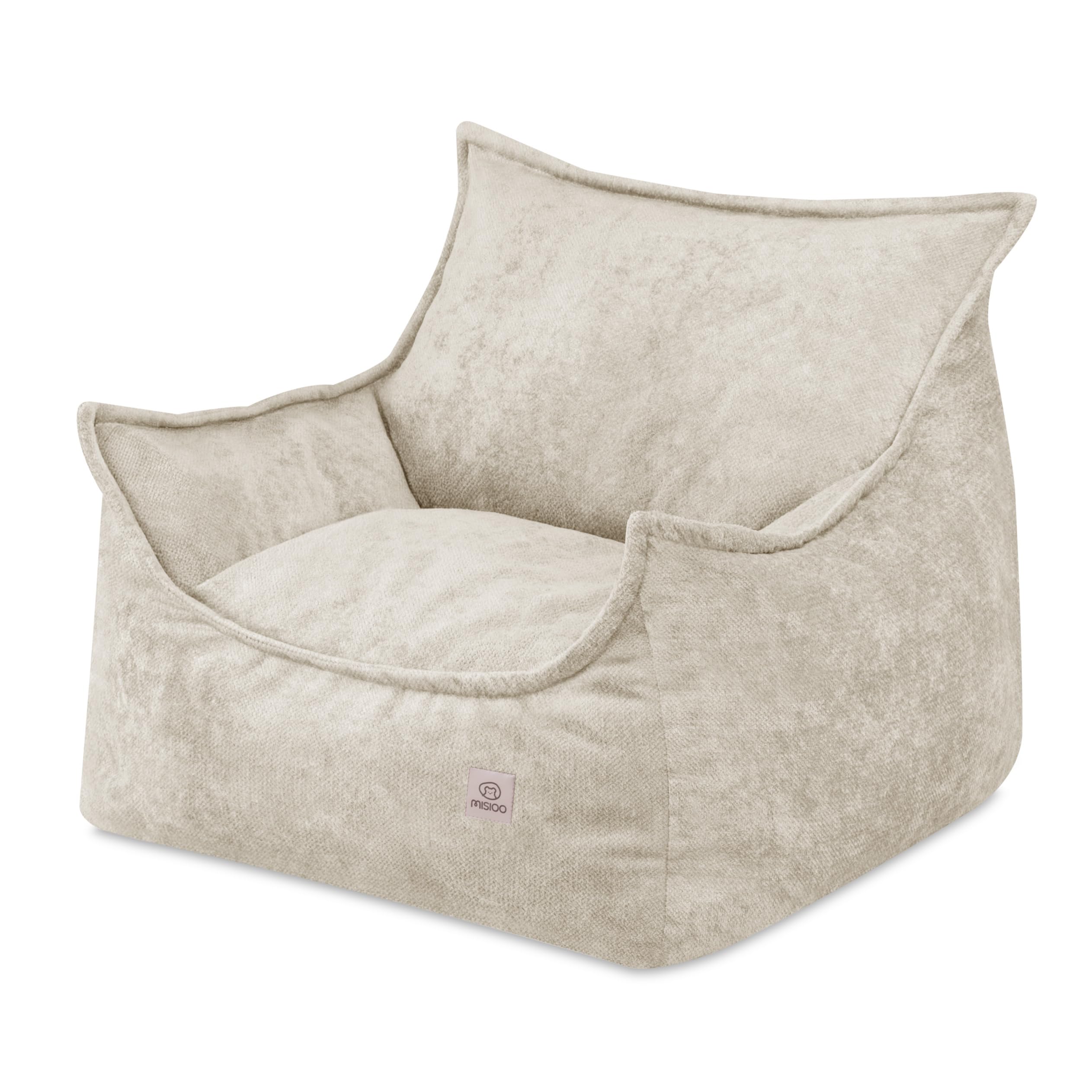 MISIOO Kinder Sessel Roya Chenille – Kindersessel für Kinderzimmer, Weicher Sitzsack Kinder, Bodensessel Bean Bag Sofa, Premium Szenila, 80x73x58 cm