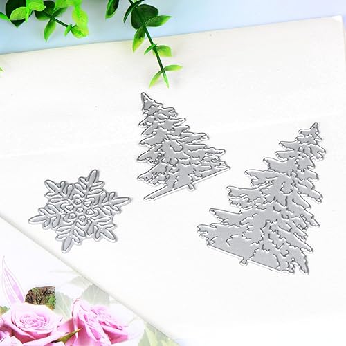 Miniatura 5 de BBTO 7 Pcs Christmas Trees Snowflake Metal Die Cuts for Card Making Winter Holiday Snow Cutting Dies Sets Xmas Tree Snowflake Stencil for Scrapbook