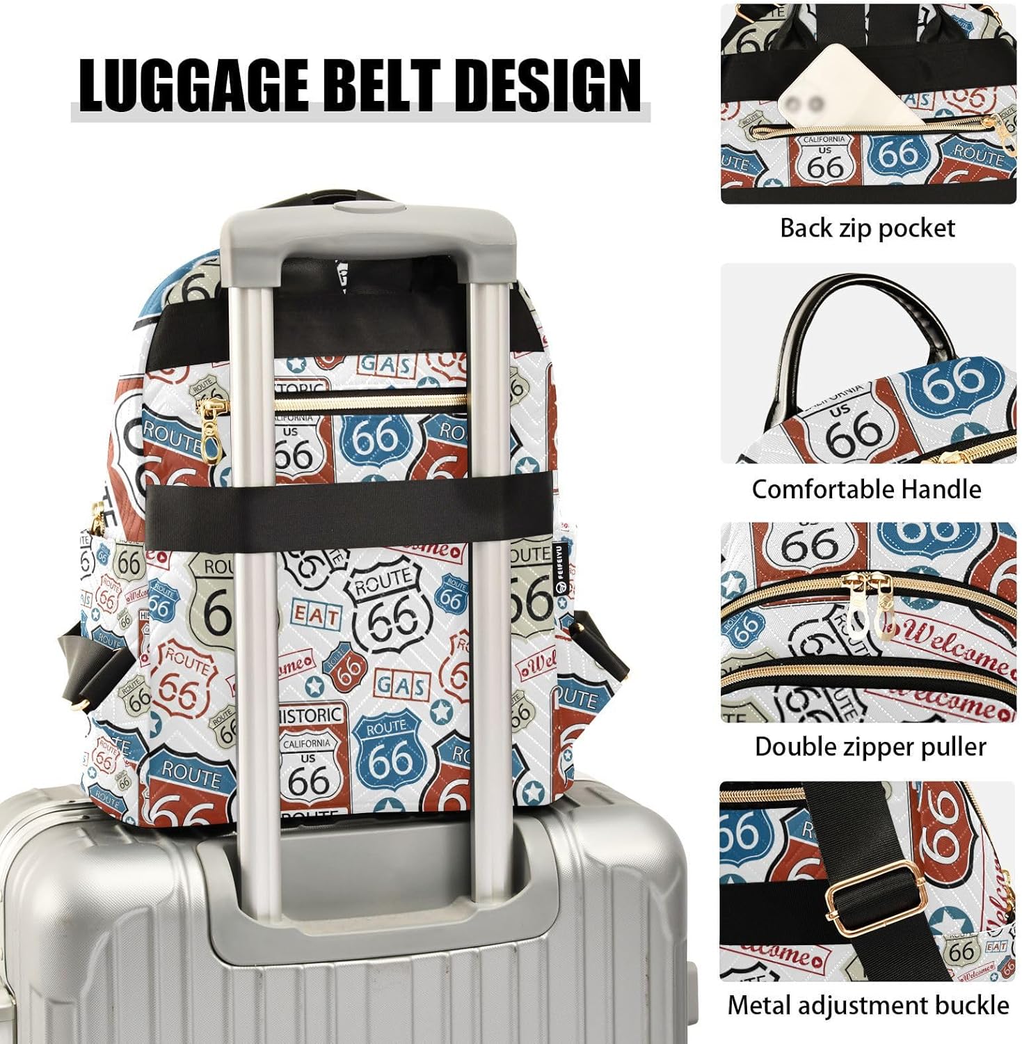 Women Fashion Backpack Route 66 Cute Sturdy Daily Bag Compact Regular Bag Diaper Bag