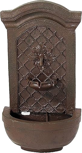Sunnydaze Rosette - Fuente de pared solar para exteriores cascada colgante para montar en la pared y función de agua del patio trasero acabado de