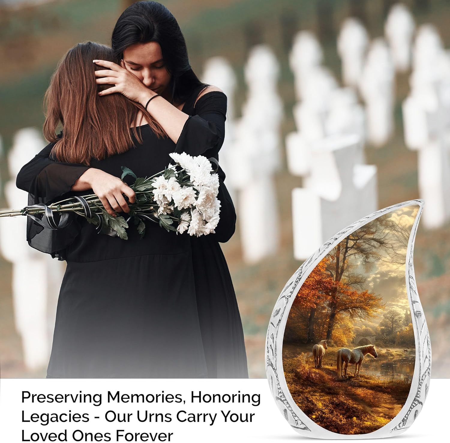 Horse Urns for Human Ashes - Cremation Urns for Human Ashes Adult Male - Women Urn with Horse - Funeral Urns for Men 10inch and 200 Cubic Inches