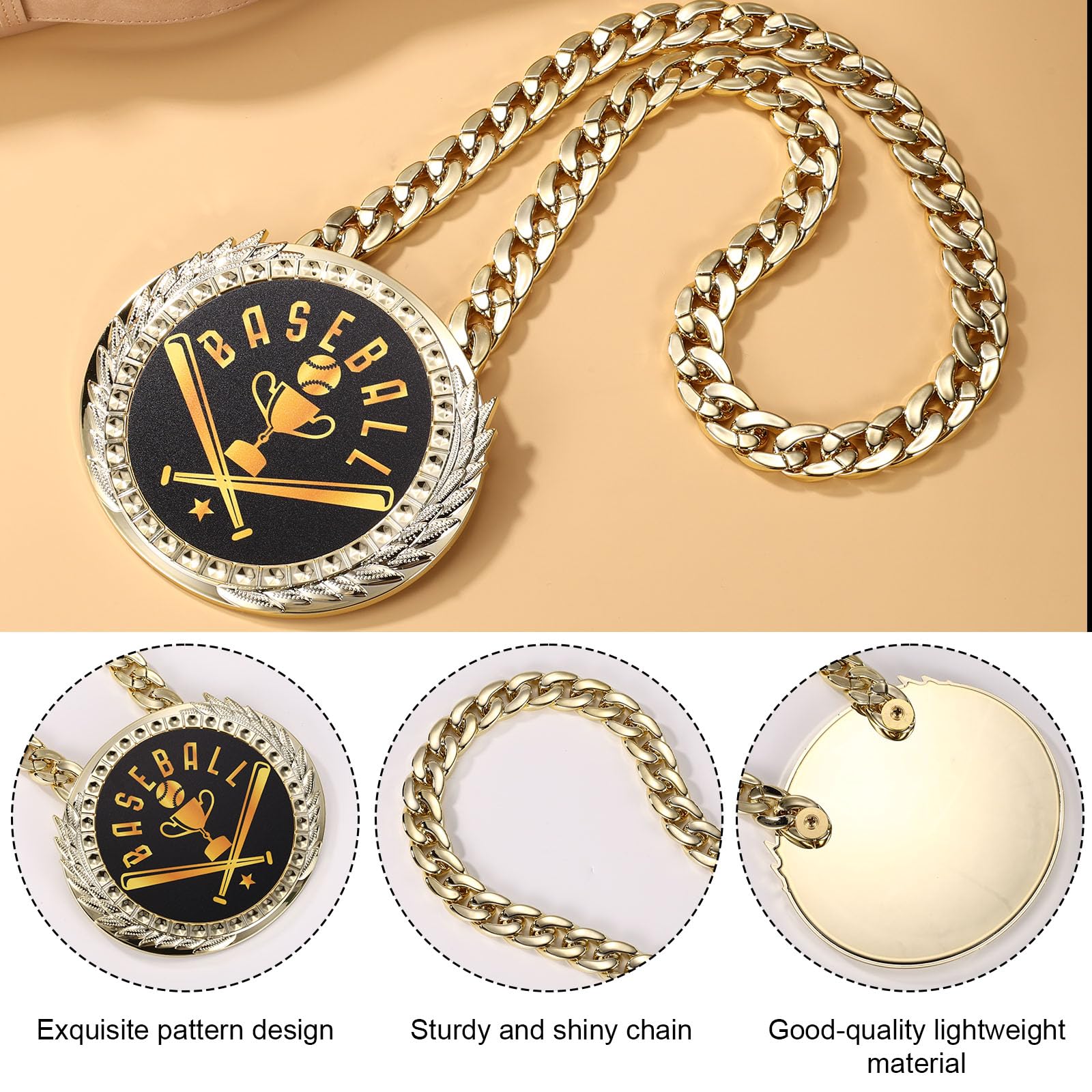 Penitue Greatest of All Time Turnover Chain, 6in/15cm Big Gold Goat MVP Medal Necklace Funny Champion Player of The Game Chain Award for Sports Trophy Prize Gifts — view 4