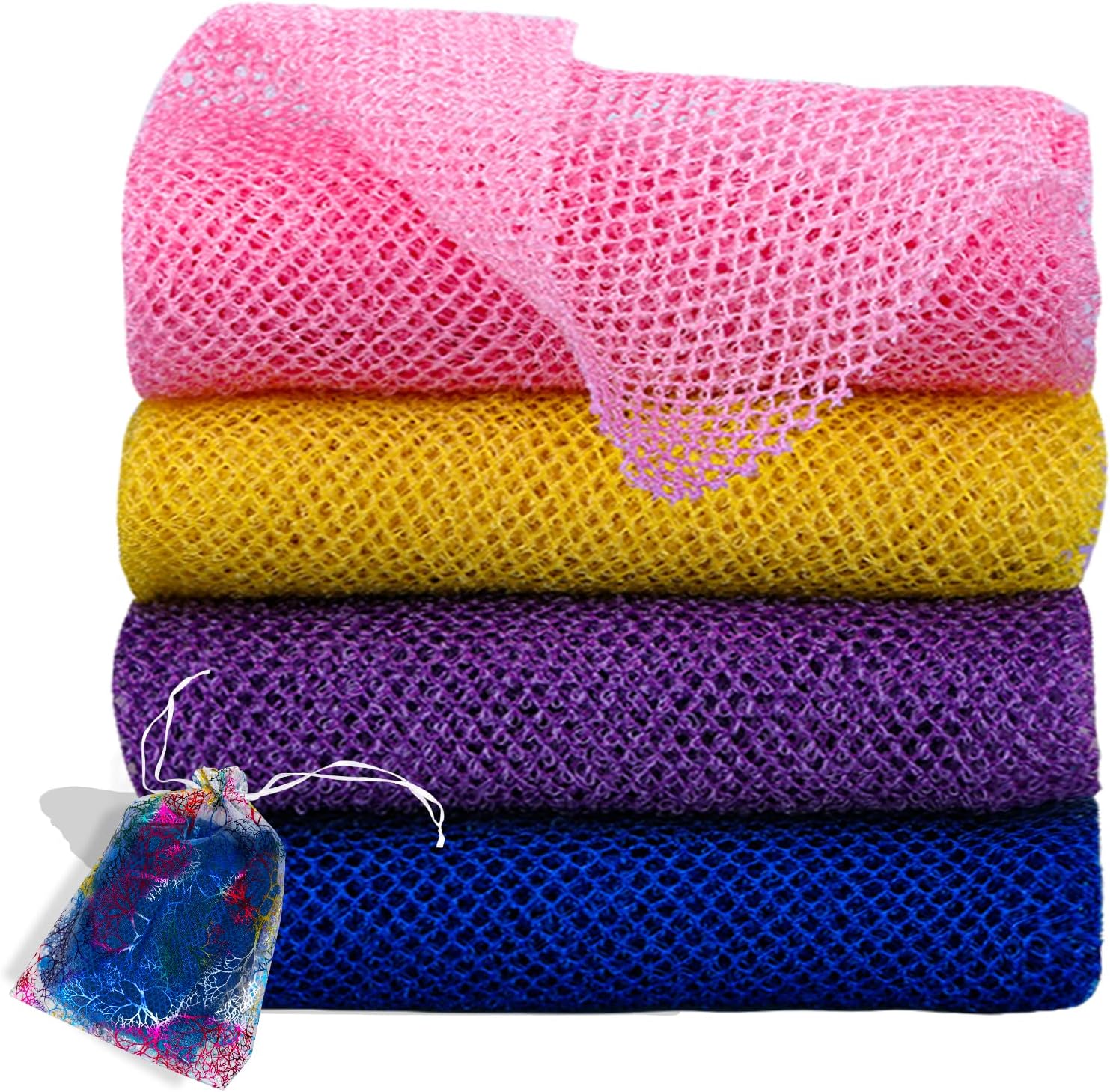 African Net Sponge 4PCS African Exfoliating Net Long Nylon