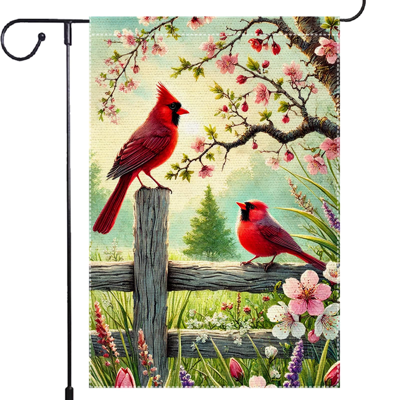 Spring Cardinal Garden Flag 12x18 Inch Double Sided Burlap Outdoor Yard Lawn Rustic Farmhouse Colorful Floral Small Flags Decor-image-35