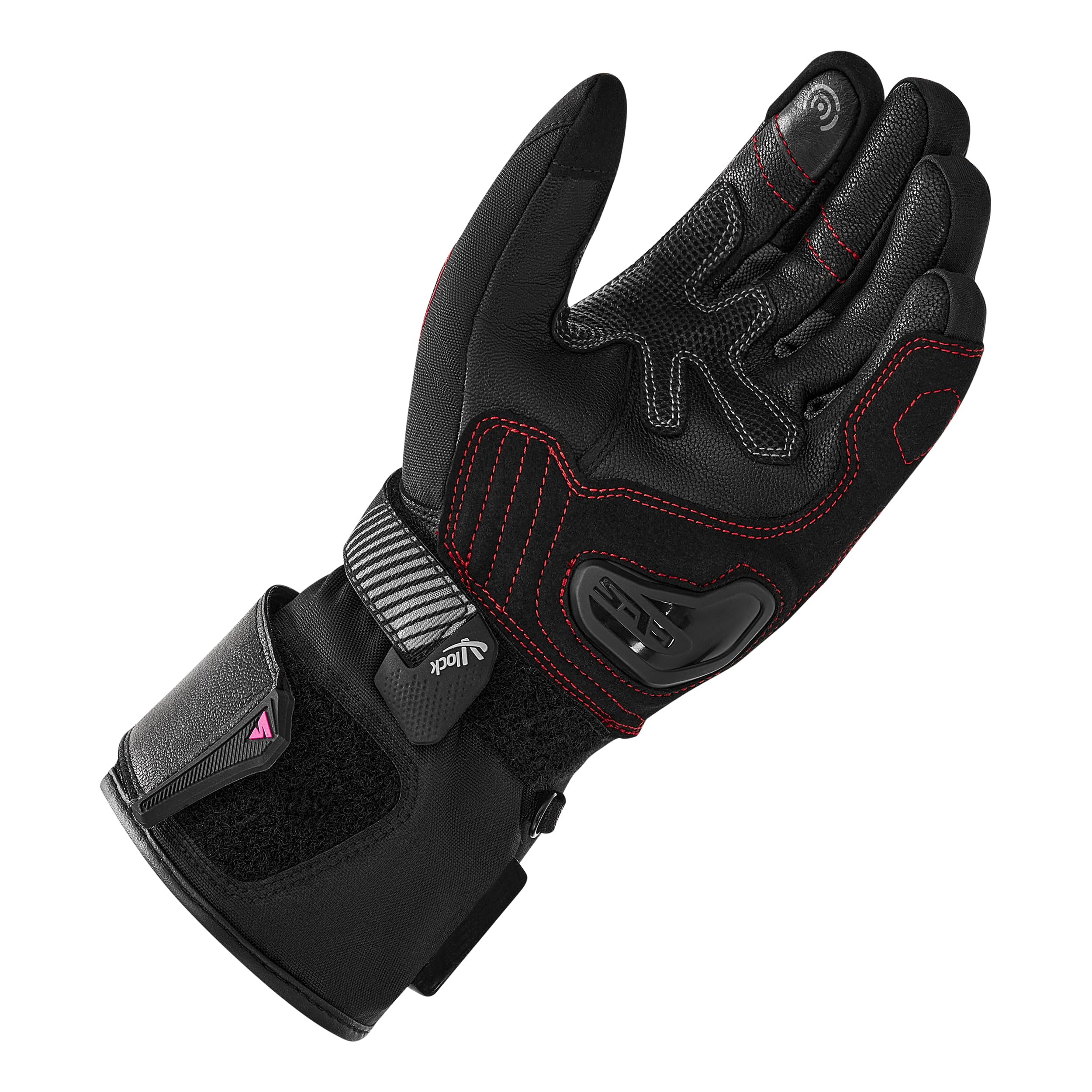 SHIMA INVERNO Rękawice motocyklowe, damskie, skórzane, długie ochraniacze dla motocyklistów, perforowane, wentylowane, wzmocnione, wodoodporne, do ekranu dotykowego, do sportów motorowych (damskie
