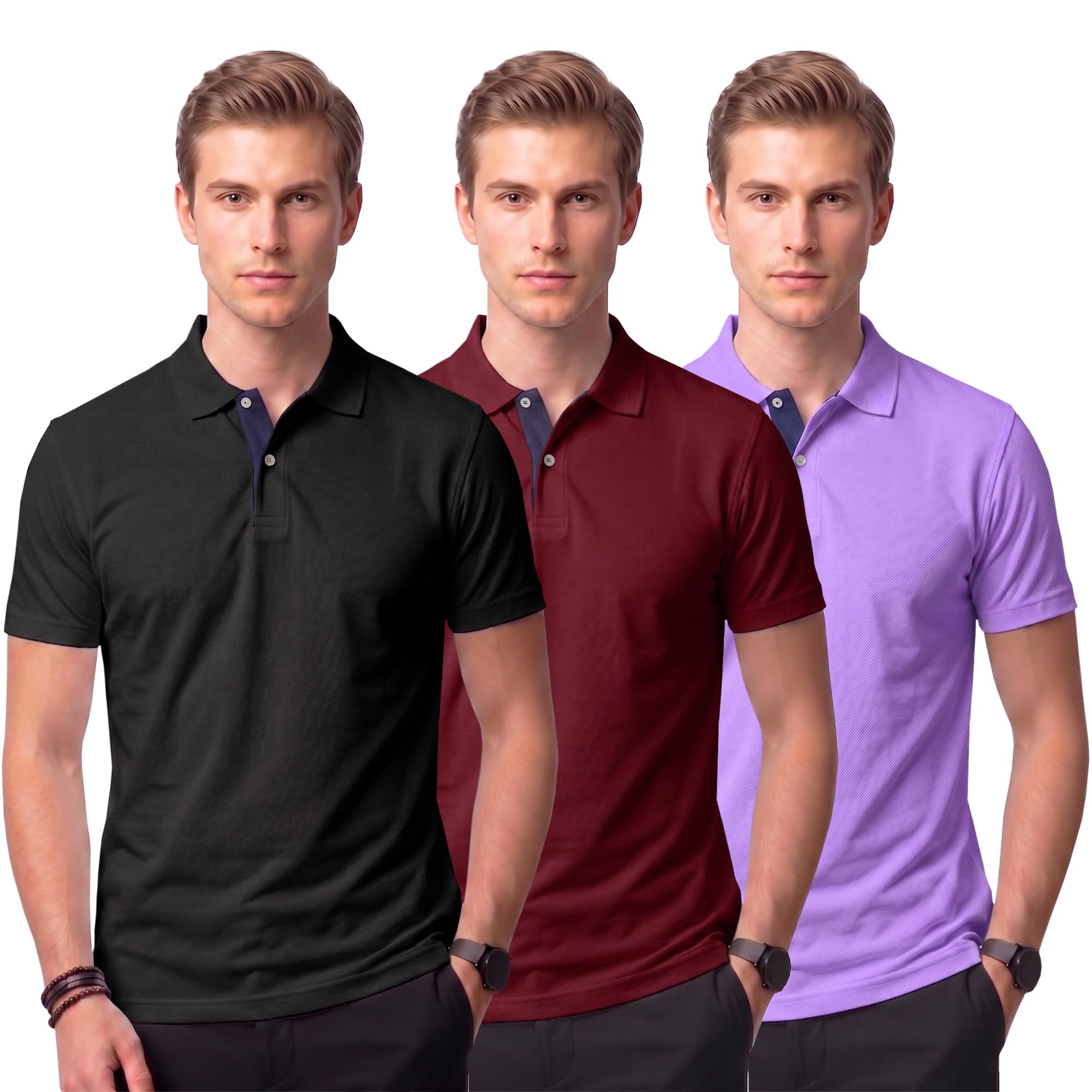 xenovaurban Dry Fit Polo 3 Combo Tshirts for Man | Regular Fit | Quick Dry Mars Fabric Polo T-Shirt with Collar for Men-picture-44