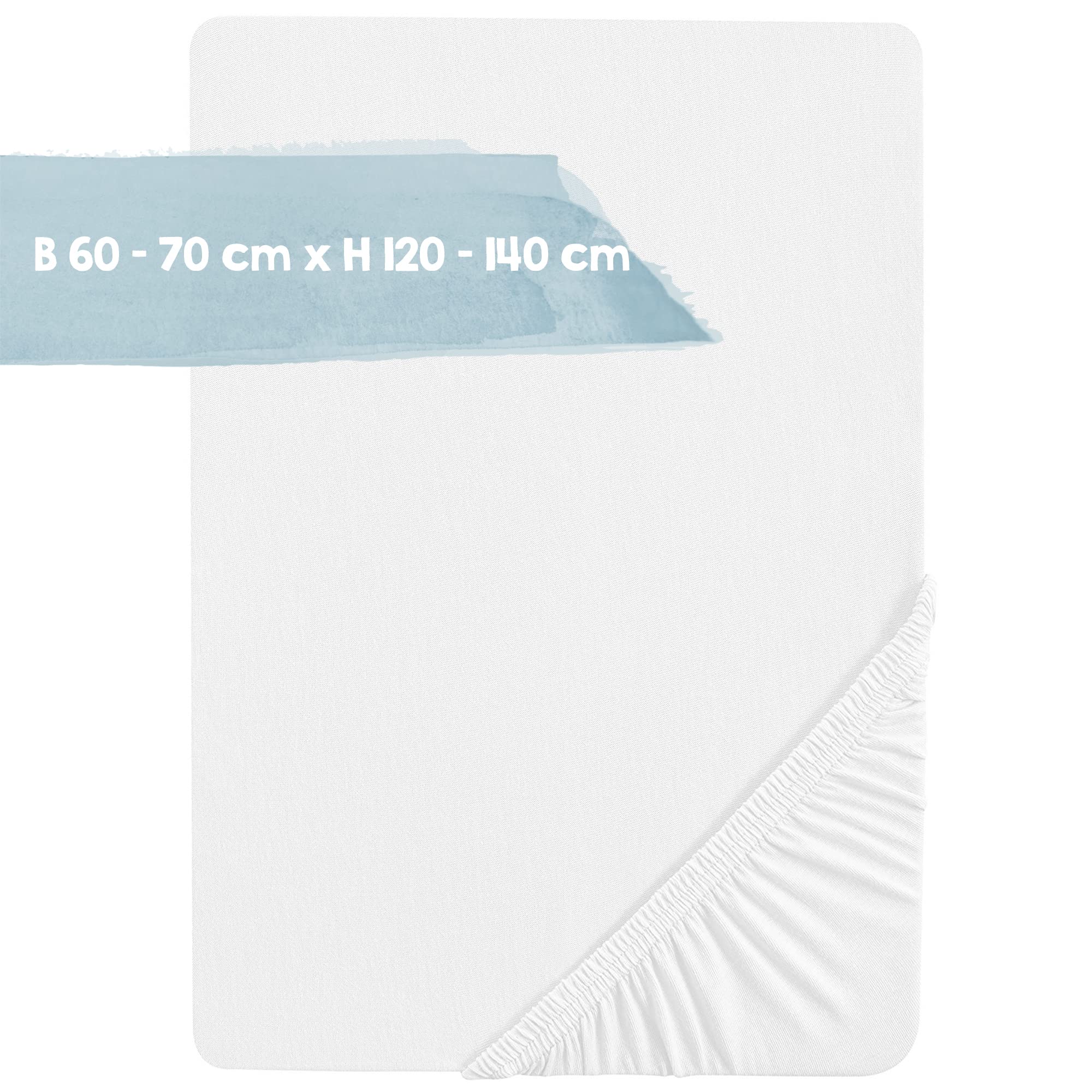 roba Prześcieradło z gumką safe asleep 60 x 120-70 x 140 - Prześcieradło do dziecięcych materacy - Bawełna organiczna - Certyfikaty GOTS i Oeko-Tex Standard 100 - Biały