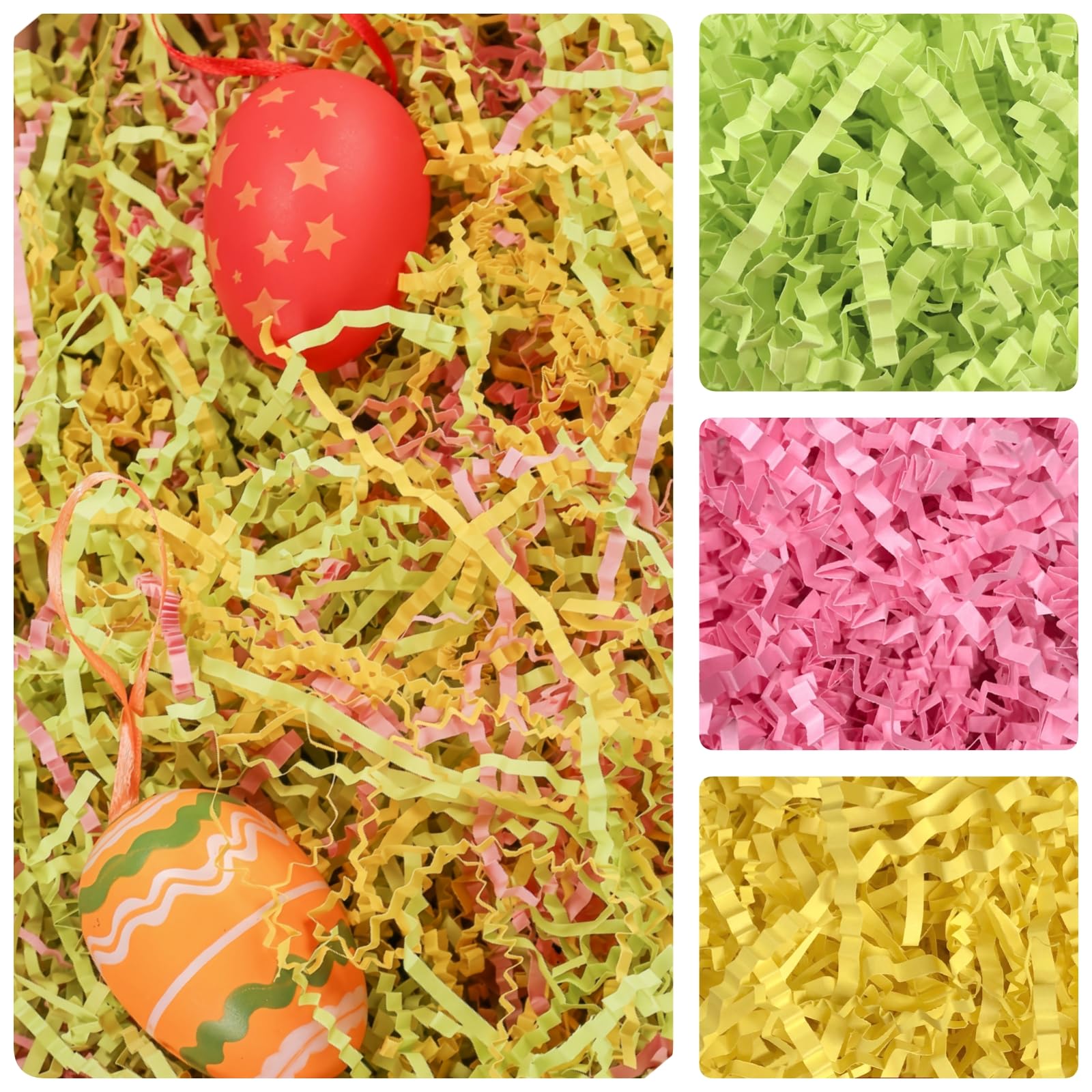 TANMWZK Crinkle Cut Paper Shred Filler 8 oz (1/2 lb) Gift Wrapping & Gift Basket Filler for Christmas,Halloween & Wedding Decorations,Easter Basket