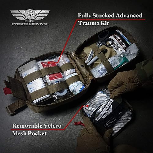 Miniatura 6 de EVERLIT Kit avanzado de trauma de emergencia, torniquete CAT GEN-7 Mil-Spec bolsa de nailon cortado con láser con férula de 36 pulgadas, táctica de