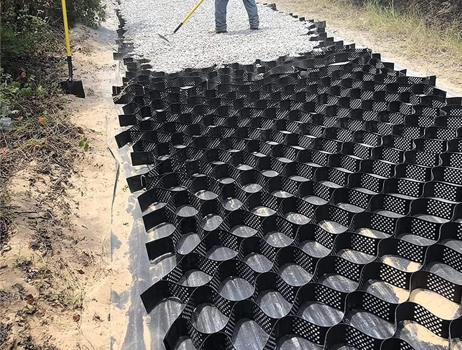 Stabilisateur de gravier pour allée : lot de 8 dalles de stabilisation de sol pour jardin