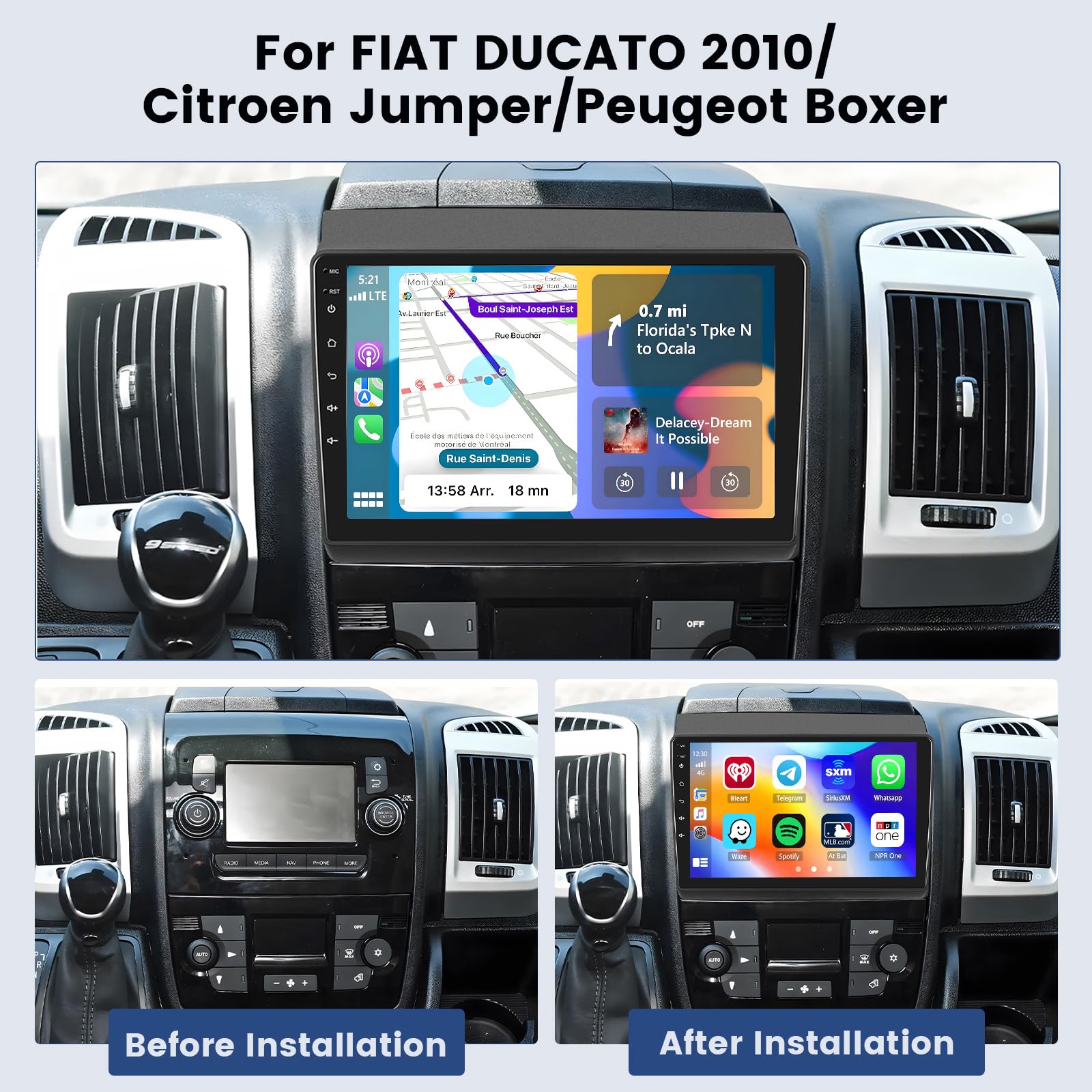 thumbnail: 2G&64G VECHTEL 9 Inch Autoradio Fiat Ducato 2010 / Citroën Jumper / Peugeot Boxer - CarPlay Android Auto