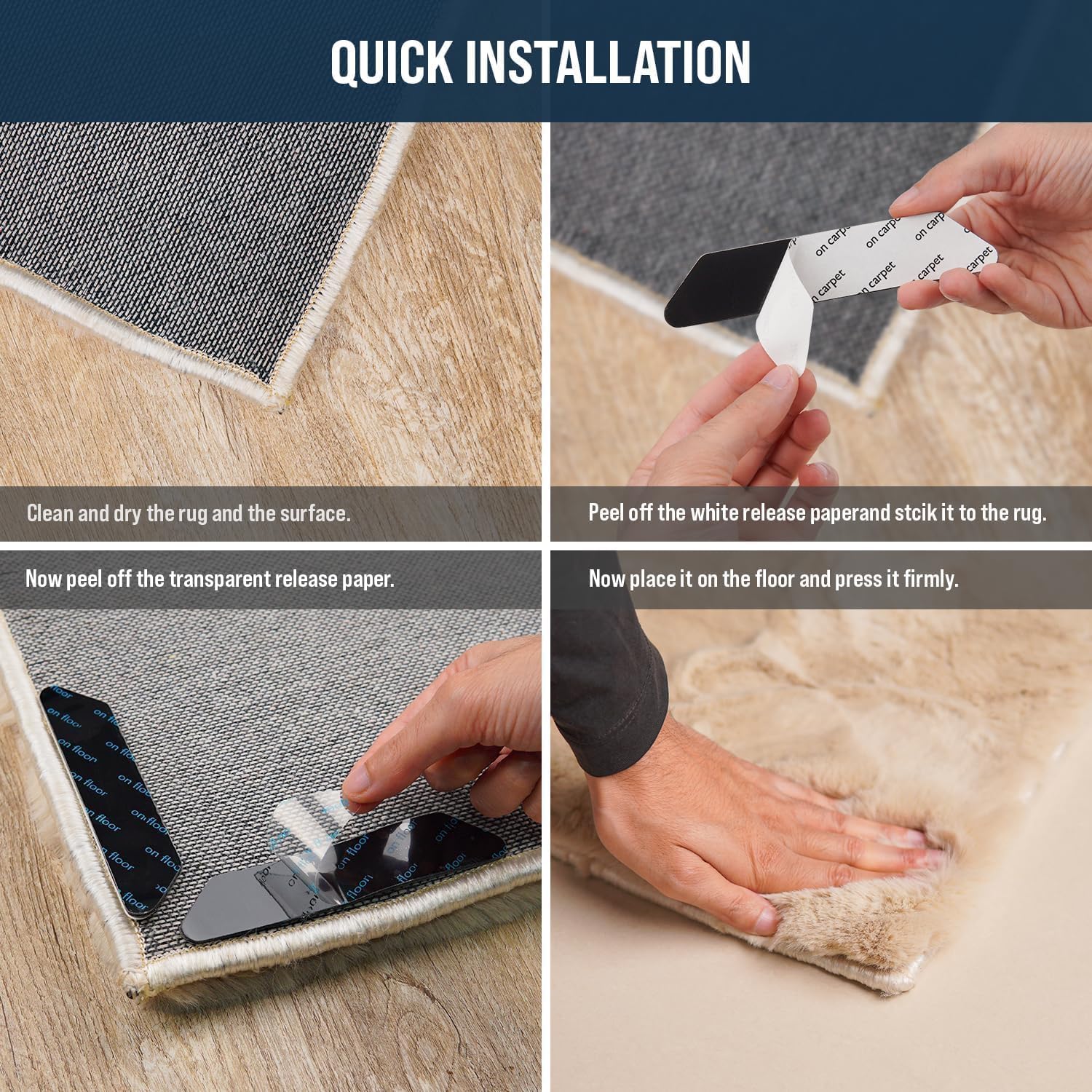 Lot de 10 pinces lavables et réutilisables pour tapis stratifiés, sols en bois dur, adaptés pour marbre, parquets et pour tous les types et tailles de tapis