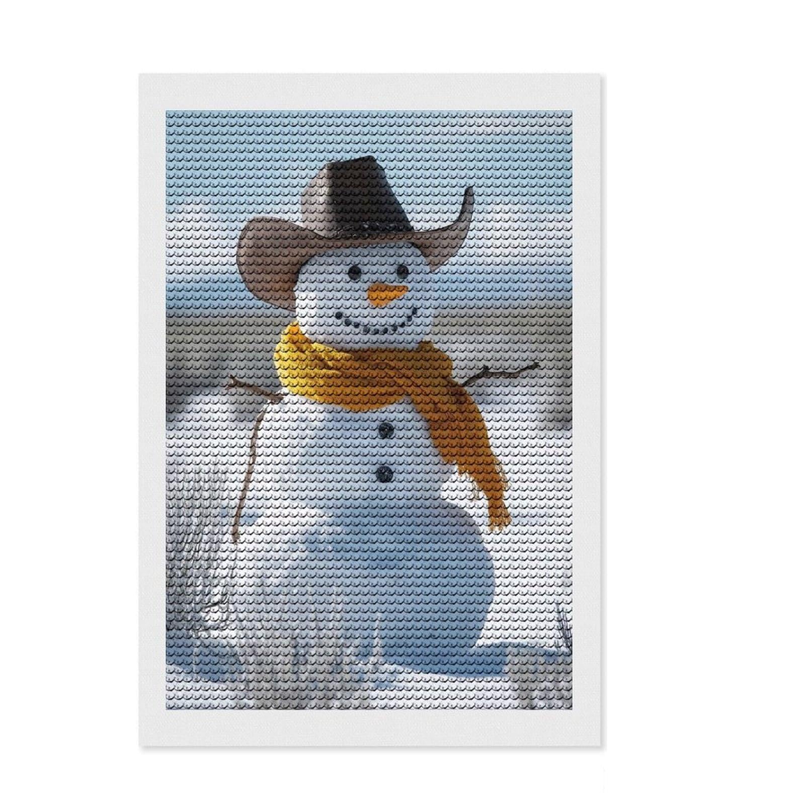 Junmoney Cowboy Snowman Crystal Diamond Art Kit 8"x12", Christmas Gift, Easy to Enjoy, Boho Decor, DIY Craft, Leisure Activity