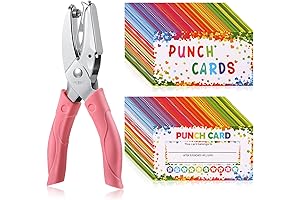 200 Pack White Reward Punch Cards with Handheld Punch Tool Kit