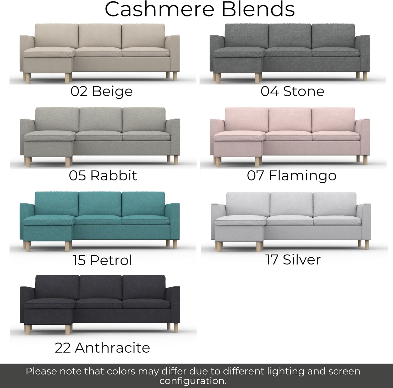 comfortly | Cover for Parup Sofa with Chaise Longue, Replacement Slipcover, Heavy Duty 8 pcs Cover, Pets and Stain Proof Durable Nano-Tech Fabric (Cashmere Blends - Petrol)