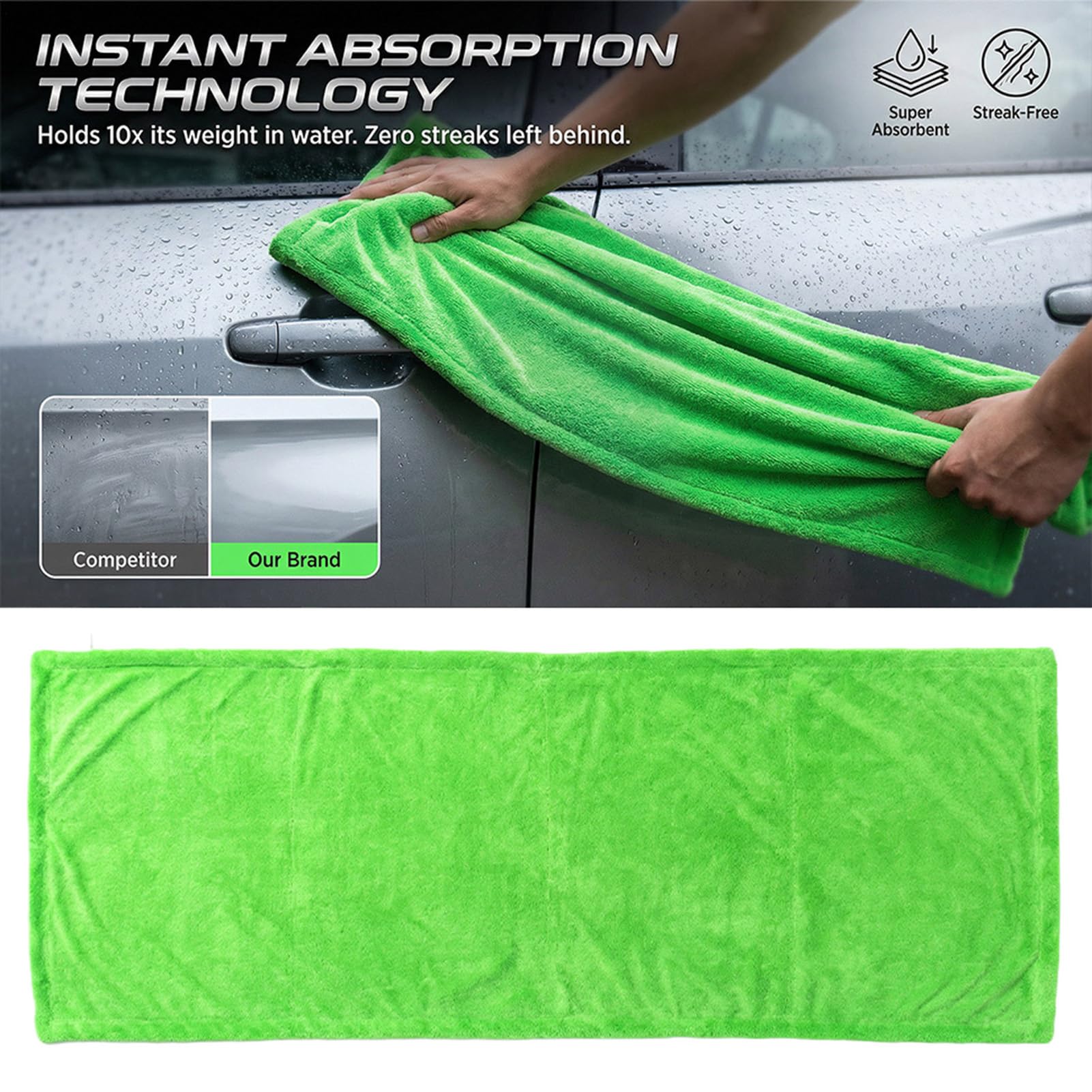 Toalla absorbente para coche, trapos absorbentes sin rayas, toalla de secado de coche, para automóvil, SUV, RV, sedán, ventana interior de cristal