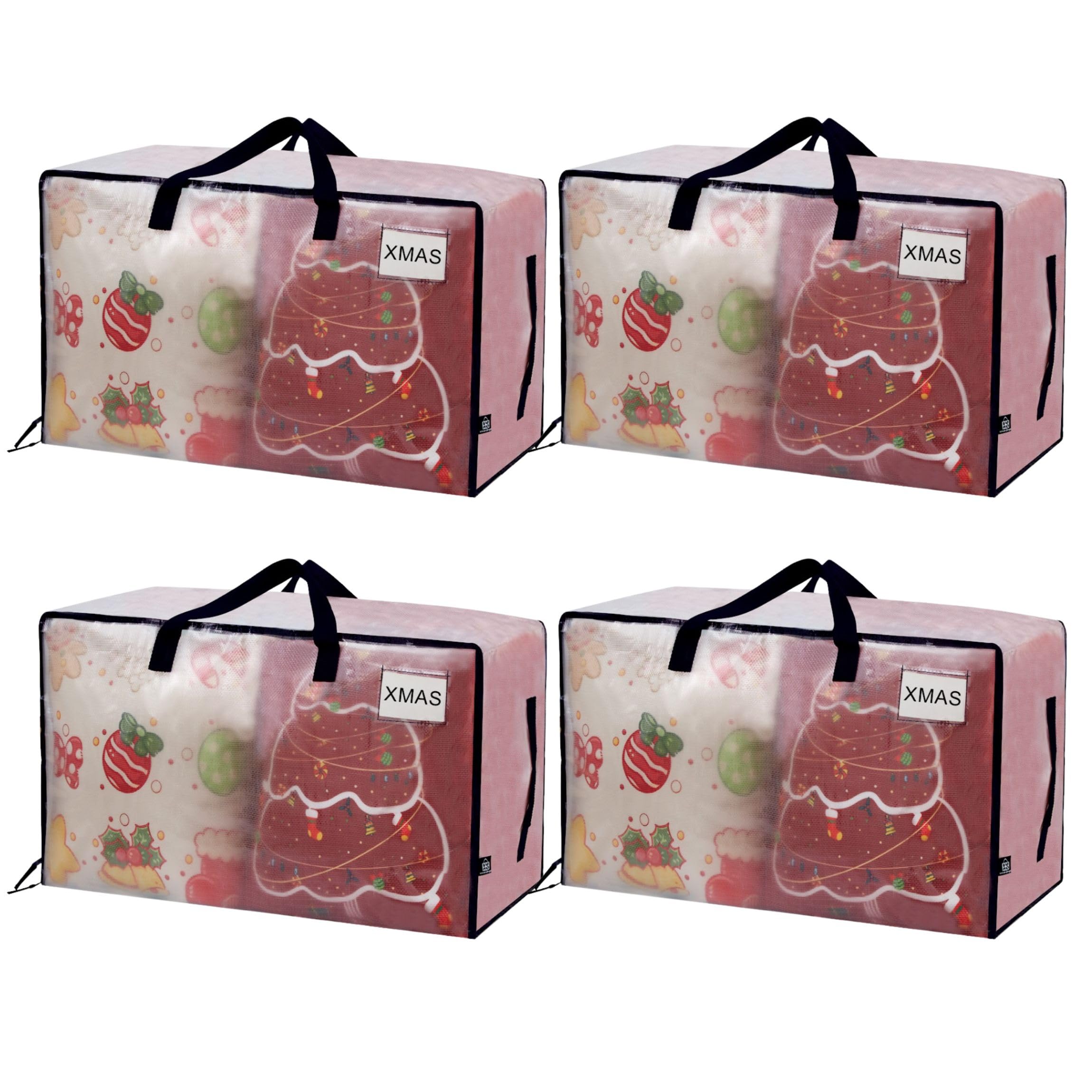 VENO 4 Pack Moving Bags and Large Christmas Decoration Storage Bins with lids. Alternative to Moving Boxes, Packing Supplies for College. Heavy Duty Totes (Clear, 4 Pack)