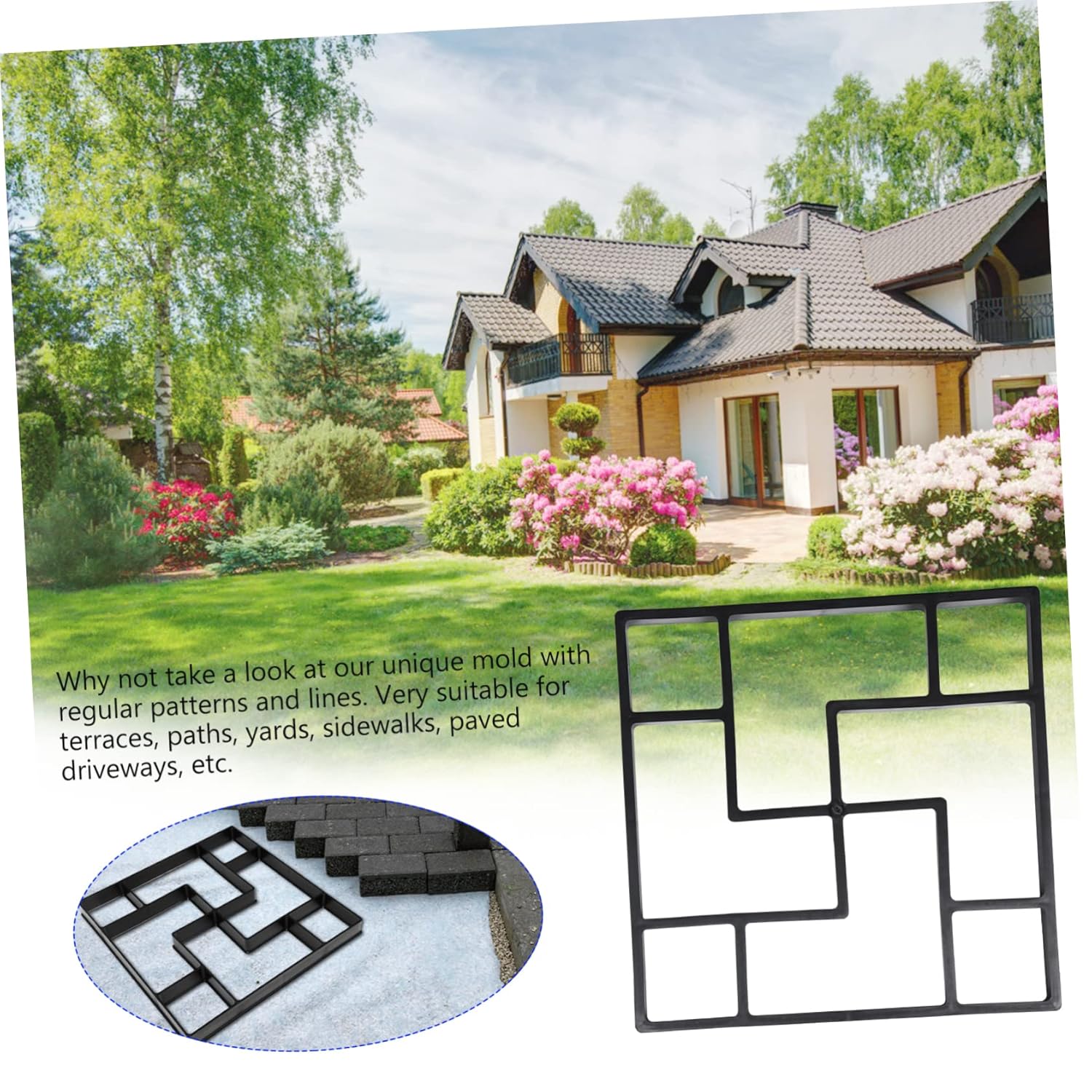 1Pc Garden Paving Mold Durable Plastic Path Maker for Stepping Stones for Sidewalks Walkways and Trails Easy to Use Floor Tile Mold