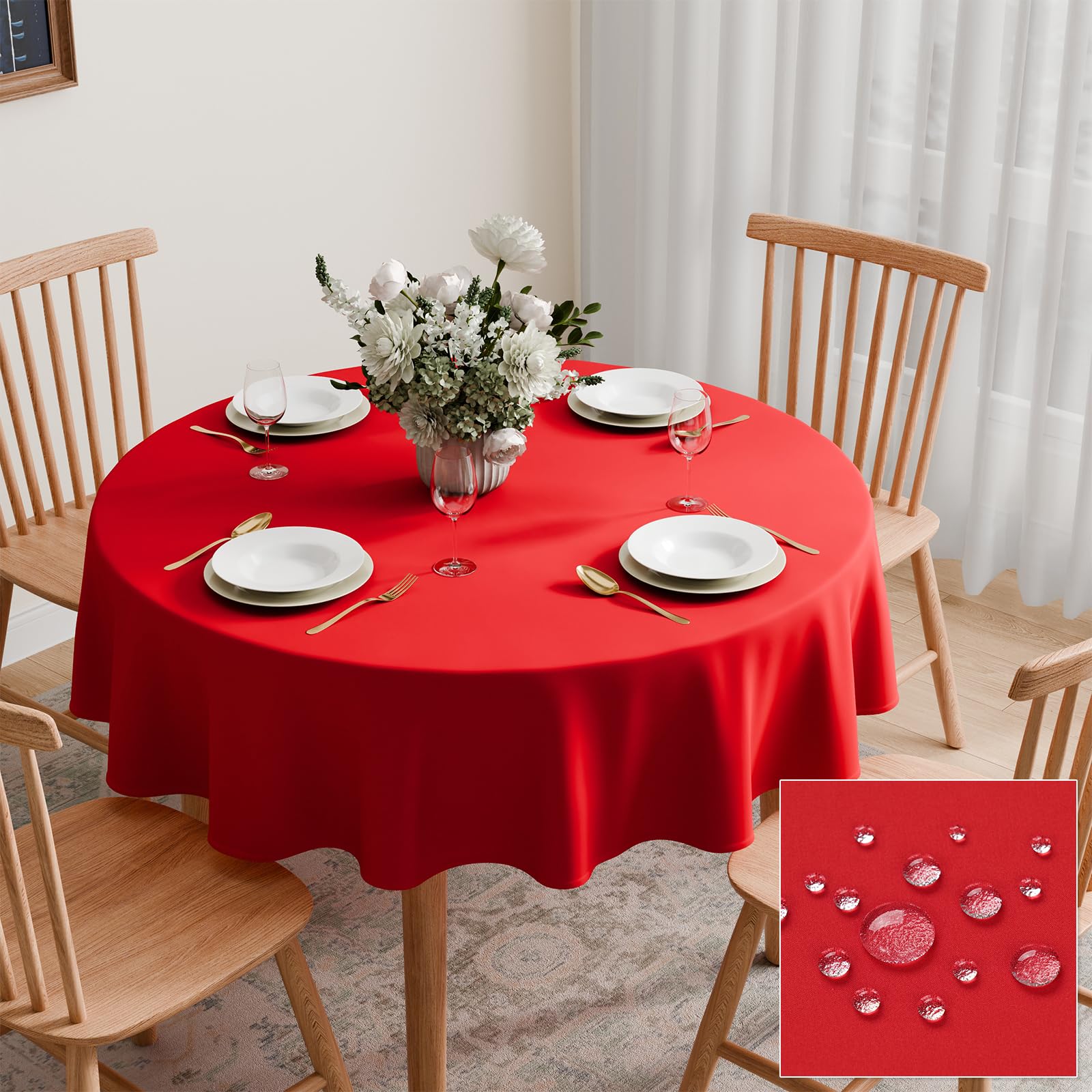 GFCC Navy Blue Round Table Cloth 140cm Wipe Clean Waterproof, 55 Inch