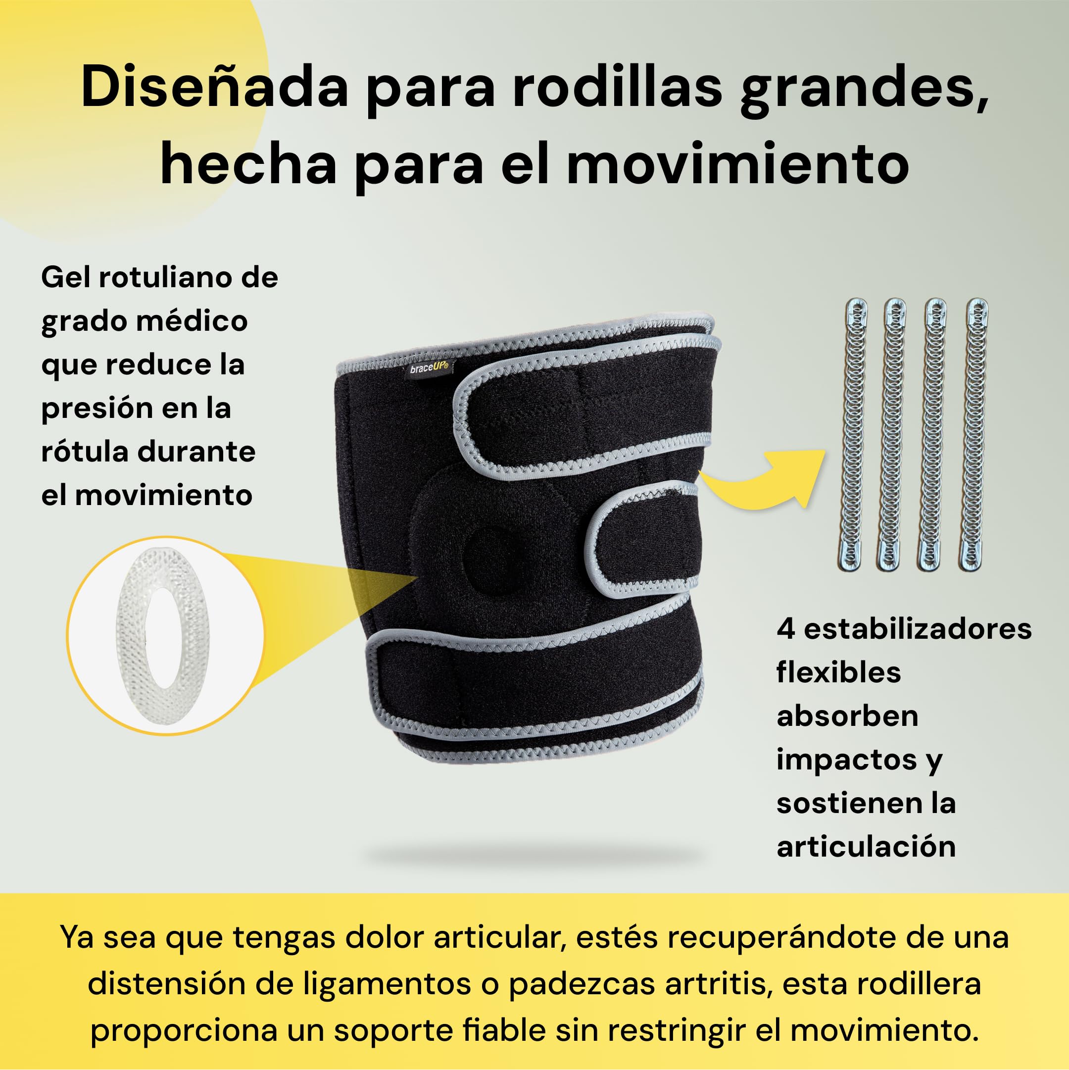 BraceUP Rodillera Tallas Grandes – Soporte de Rodilla de 2XL a 5XL para Dolor de Rodilla, Hombre y Mujer, rodillera talla grande (2XL-3XL)