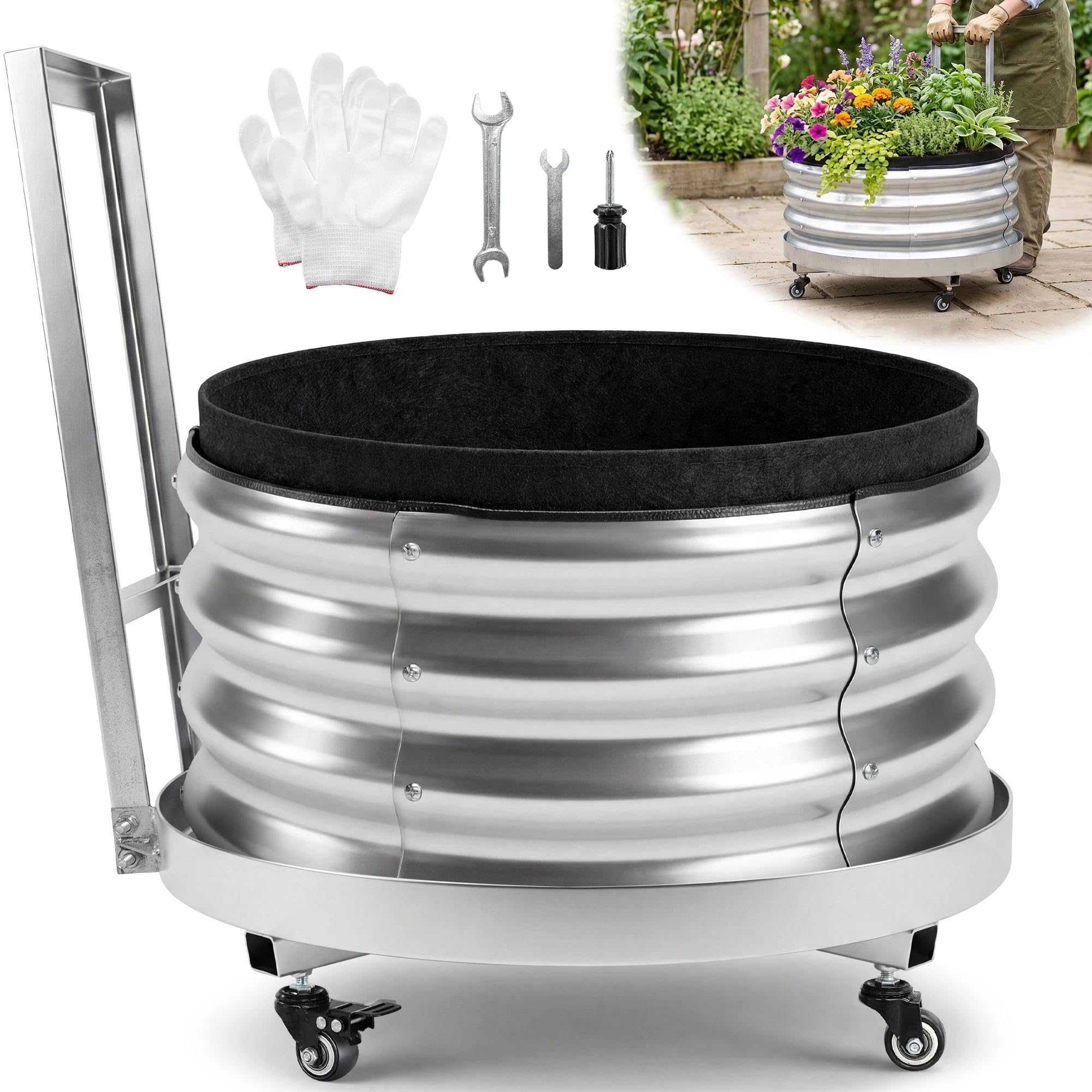 Photo 1 of Chonway Rolling Garden Planter Box Raised Bed with Wheels 2x1ft