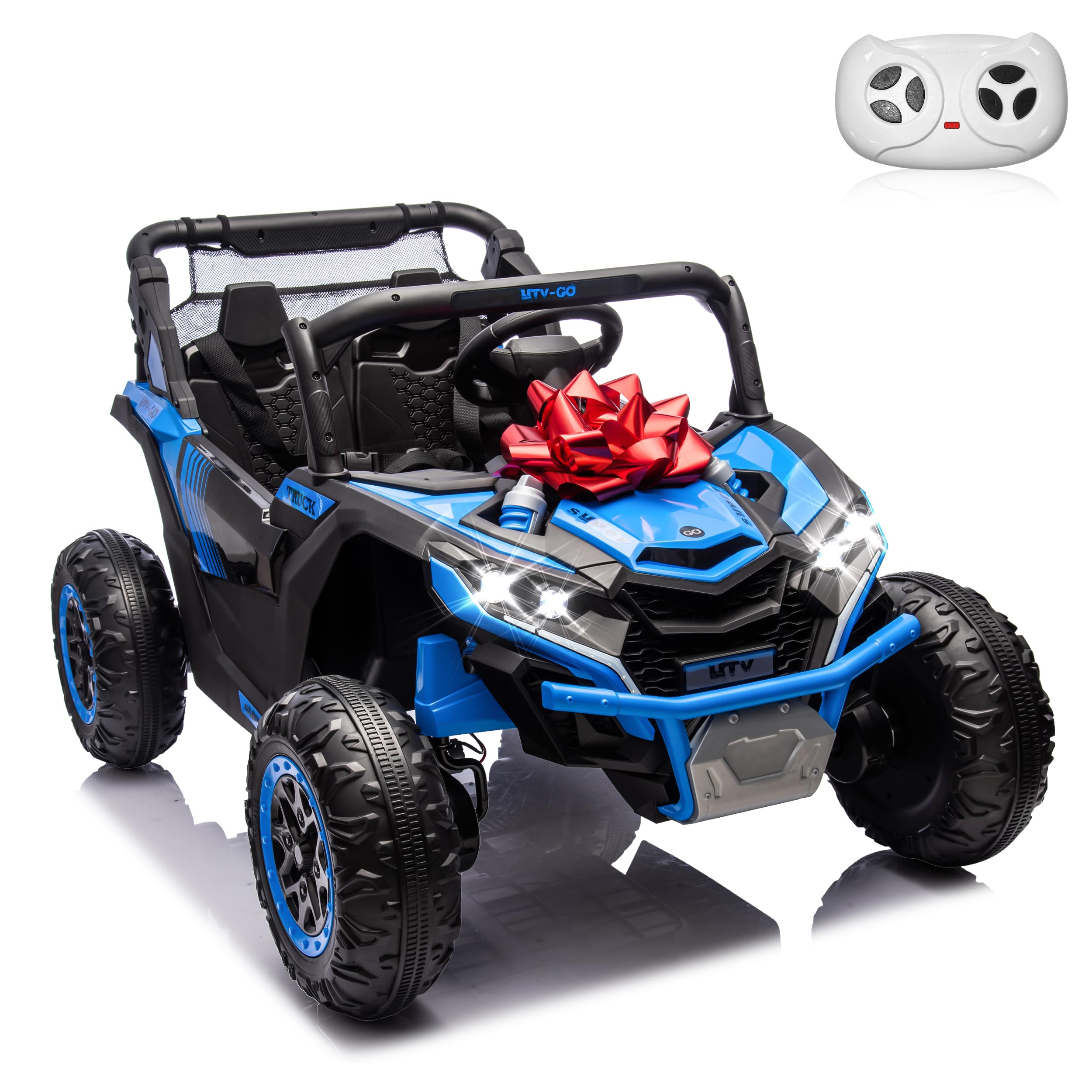 24V Ride on Car 2 Seater Ride on Toys for Big Kids 4WD 4X200W Off-Road Powerful UTV Ride on Truck Electric Vehicle Birthday Gift for Boys & Girls Ages 3-8, Blue