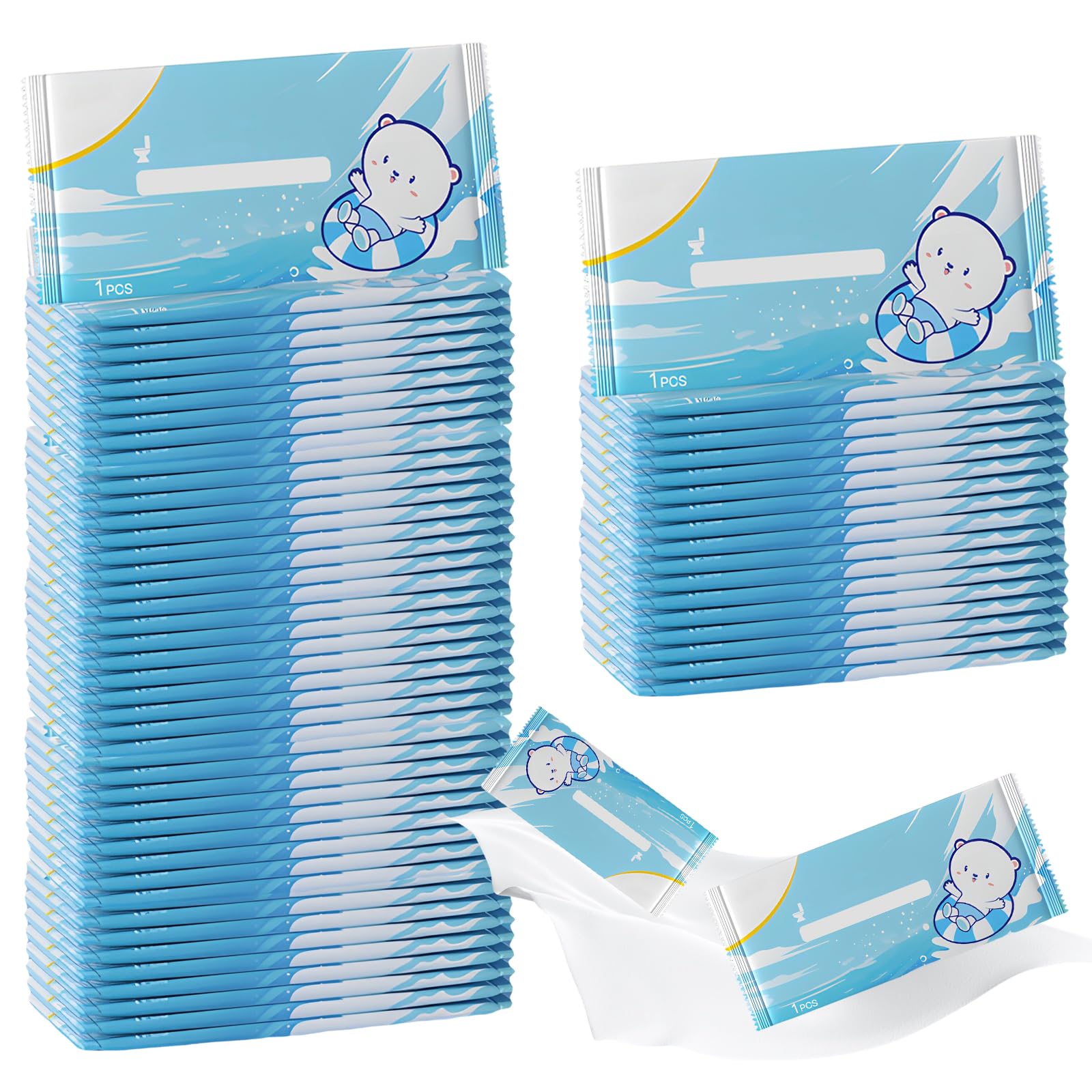 150 Piezas Papel Higiénico Húmedo Tamaño De Viaje, Paños Húmedos Individuales, Papel Higiénico Húmedo Húmedas Individuales, Fórmula De Agua Pura, No Irritante, Apto Para Uso Familiar