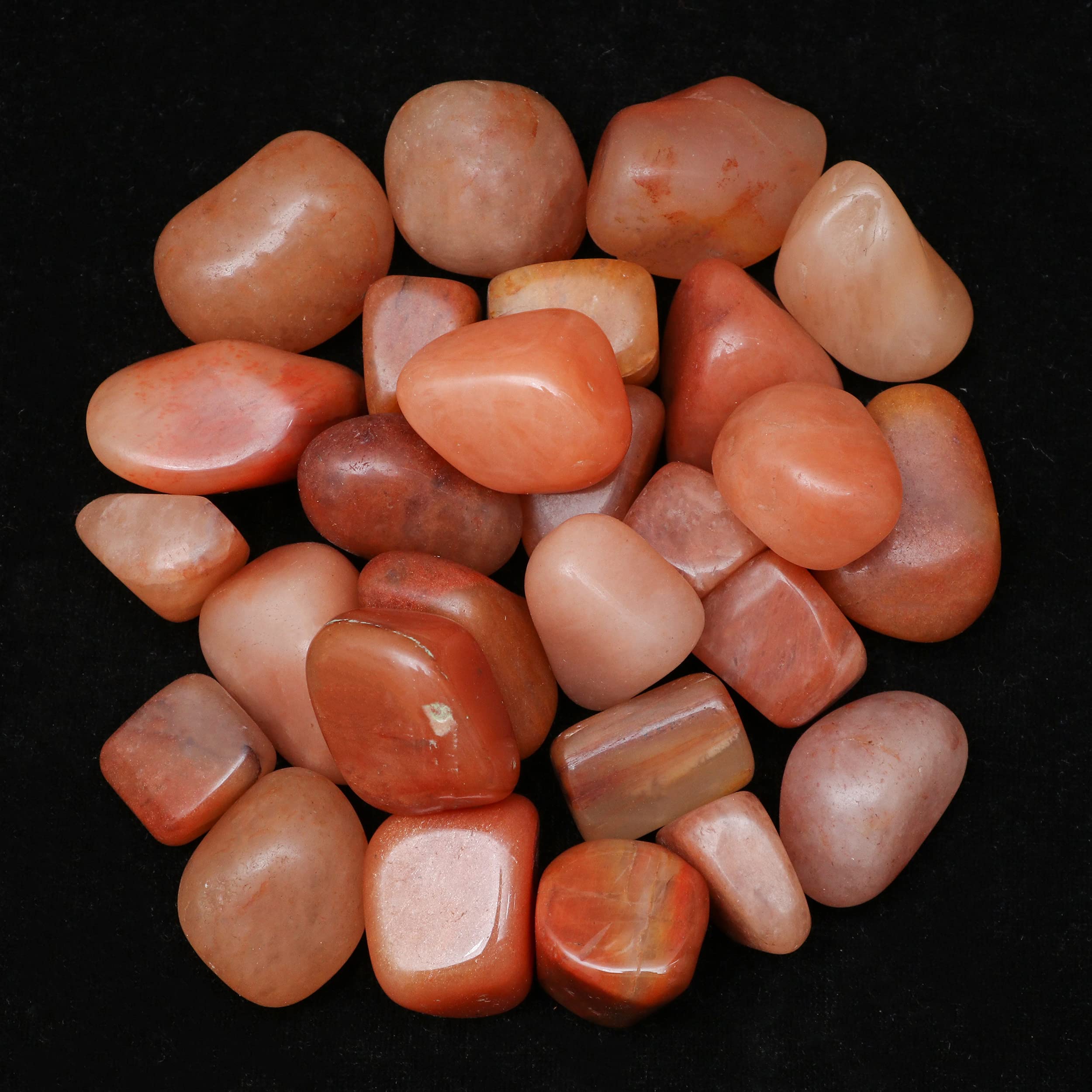 Crocon 1LB Red Aventurine Tumbled Stones and Crystals Bulk 2000+ carats, Polished Stones - Rock Collection - vase Filler tumbles Crystals Healing Reiki - Gemstone Gifts, Fountain tumbles Size 20 mm