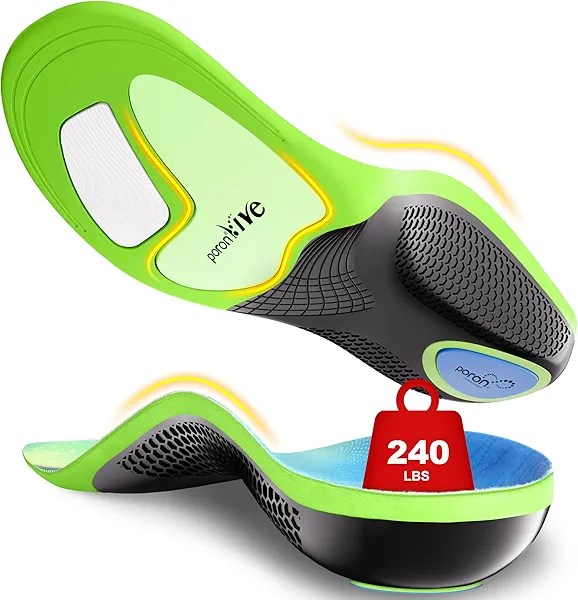 Healrecux Plantar Fasciitis Insoles Shoe Inserts for Men Women, 240lbs Heavy Duty Arch Support Inserts for Pain Relief, Work Boot Orthotics Insoles for Standing All Day, L
