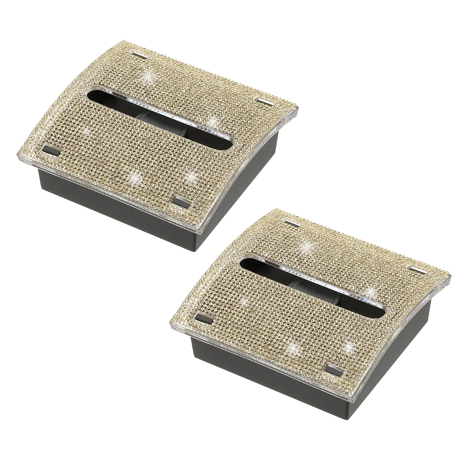 PATIKIL Rhinestone Sticky Note Dispenser, 2Pcs 3x3 Sticky Note Holder Acrylic Posted Notes Memo Note Container Dispenser for Sticky Notes Office Home Store Kitchen Supplies, Gold Tone — image 1
