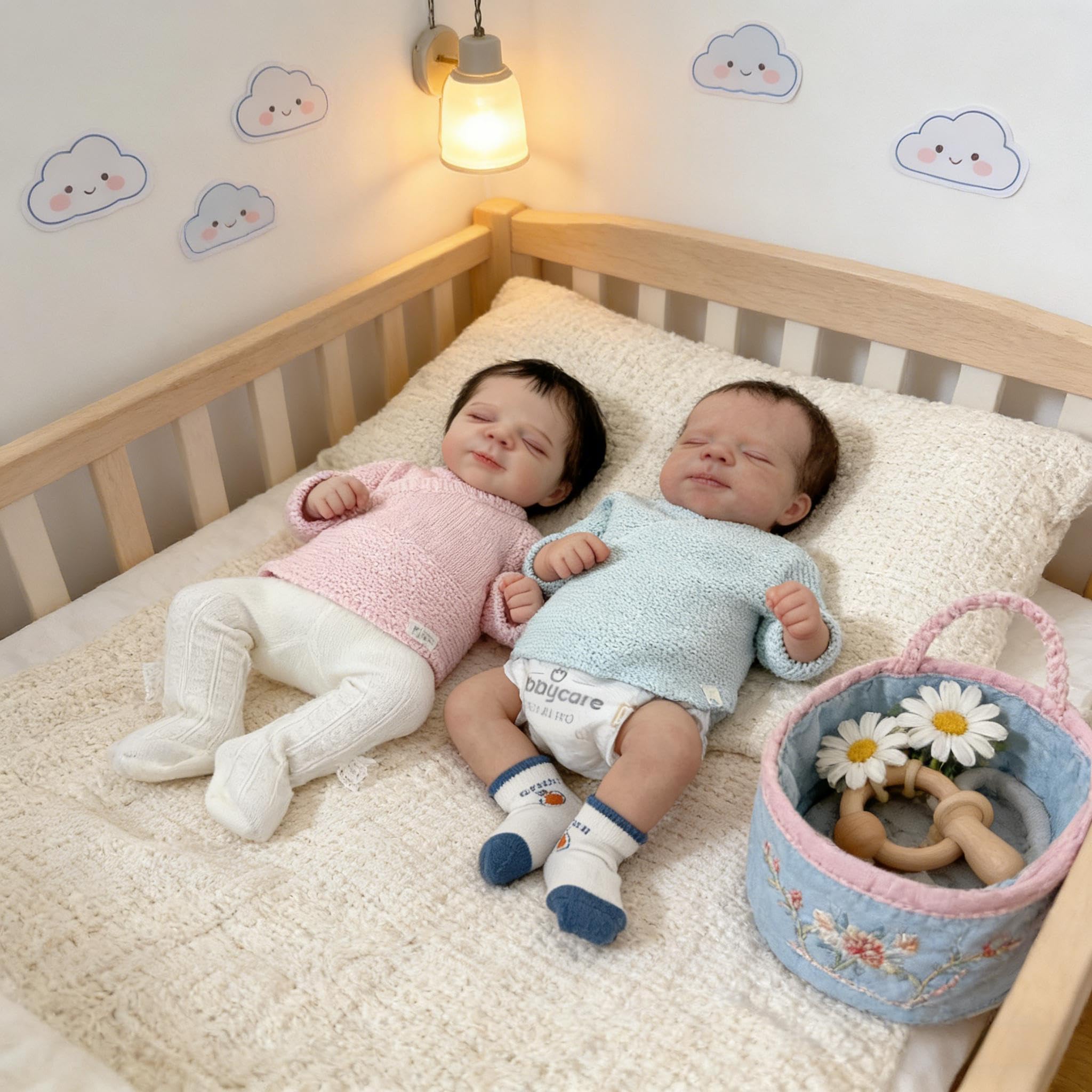 Zwillinge Realistische Reborn Babypuppen Mädchen und Junge 18 Zoll Real Life Babypuppe Silikon Ganzkörper Vinyl Lebensechte Neugeborene Babys Puppe Real Life Silikon Babys Zwillinge Puppen