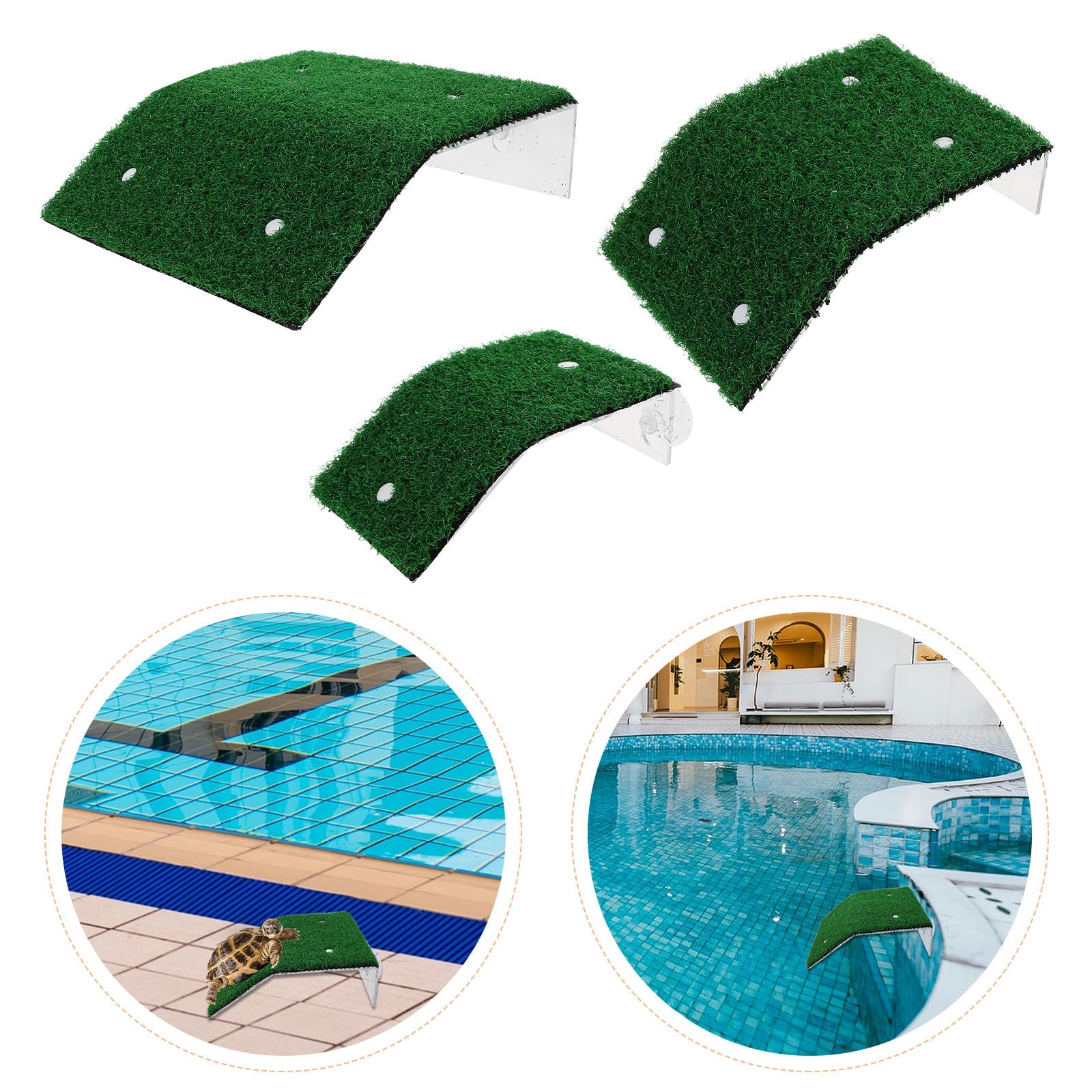 TEHAUX Ausstiegshilfe Pool Tiere mit 3-teiligem Kunststoff Design und Saugnäpfen Stabile und Tragbare Poolrampe für Haustiere und Reptilien im Außenbereich