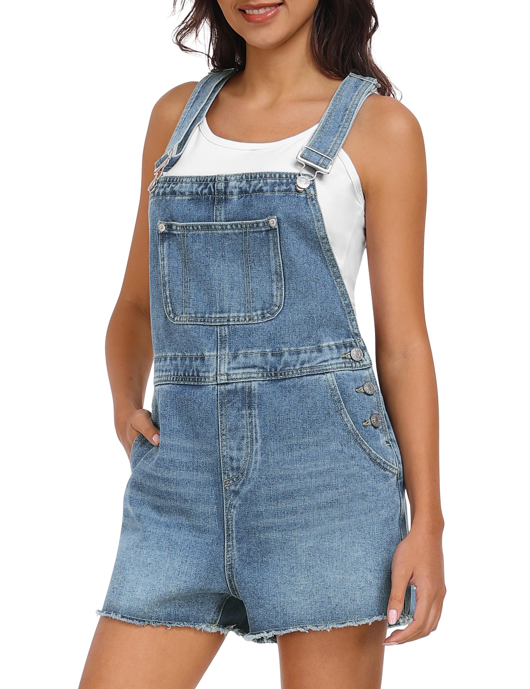 Fengbay Latzhose Damen Kurz Jeans Overall Shorts mit Verstellbare Trägern