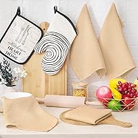 Vista 6 de Homaxy Paños de cocina de 100% algodón con tejido de gofre, ultra suaves, absorbentes, de secado rápido, 12 x 12 pulgadas, paquete de 6, albaricoque
