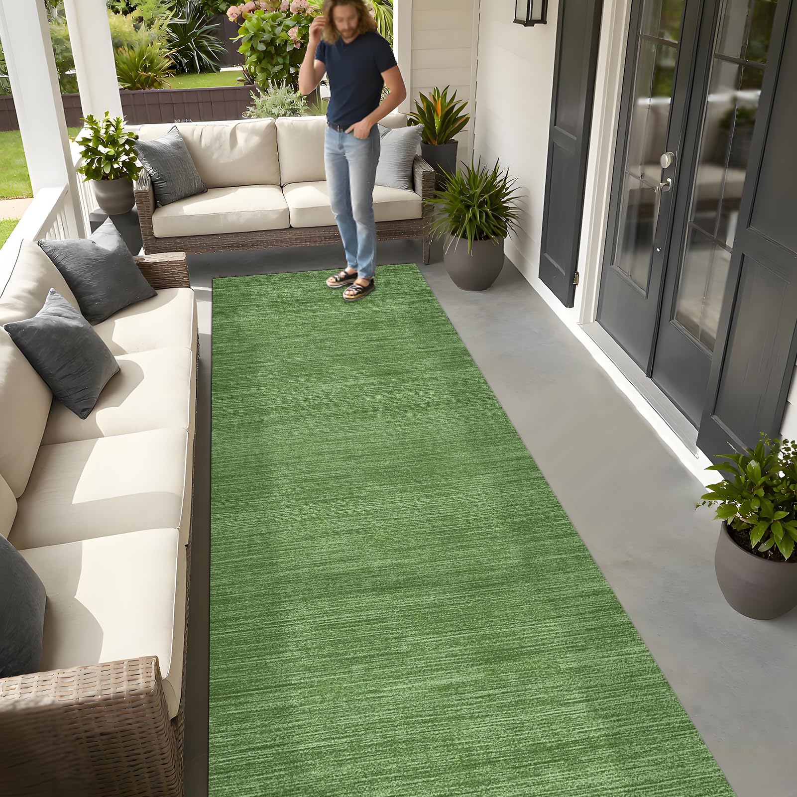 Tappetino da Corridoio Tappeti da Cucina 110 x 240 cm Verde Tappeto Passatoia Cucina Lavabile Antiscivolo Zerbino Ingresso Tappeto Corridoio Lungo per Salotto Camera da Letto Ingresso Interno