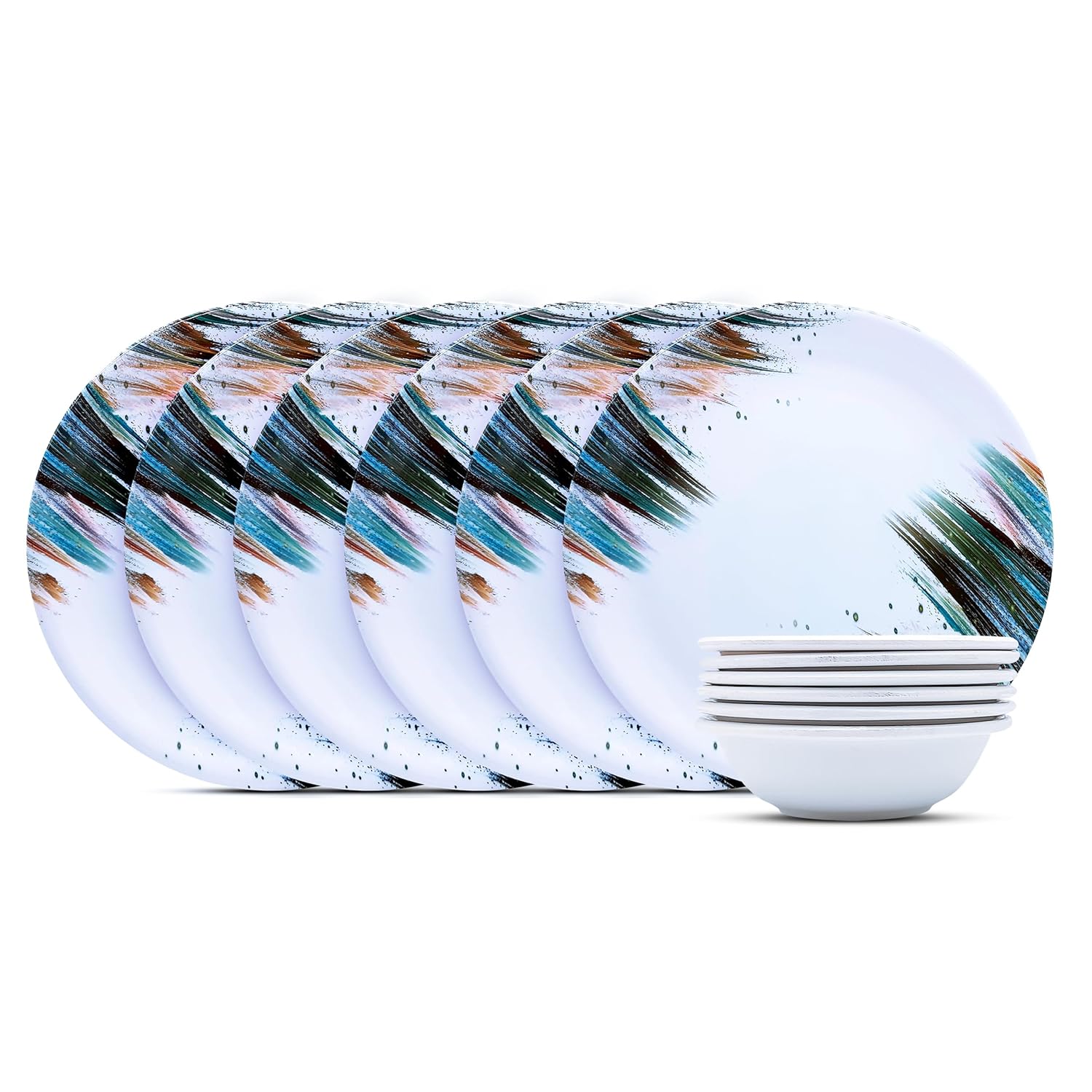 Litware EVA Pack of 12 Melamin Dinner Plate with Bowl Melamine Floral